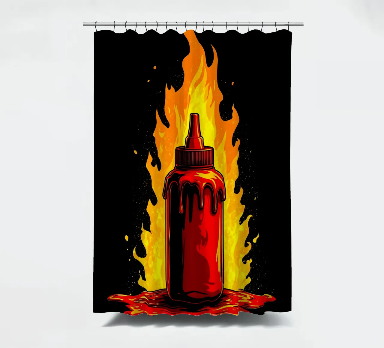 Hot Souce On Fire - Pop Art tenda da doccia da ColorCrash Gallery