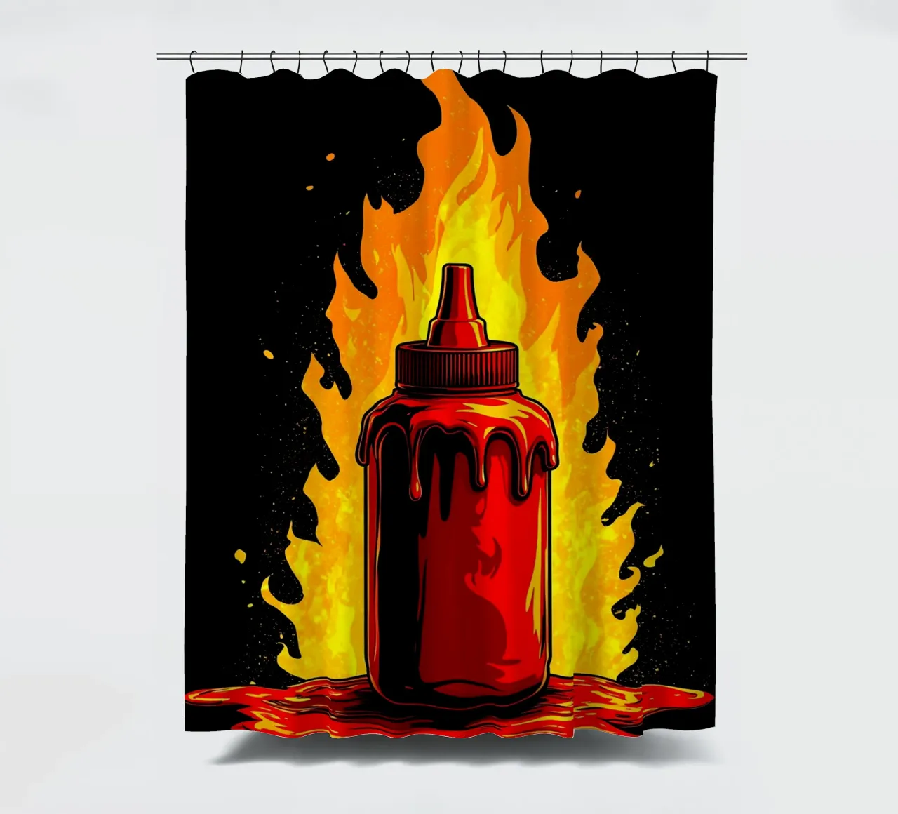 Hot Souce On Fire - Pop Art tenda da doccia da ColorCrash Gallery