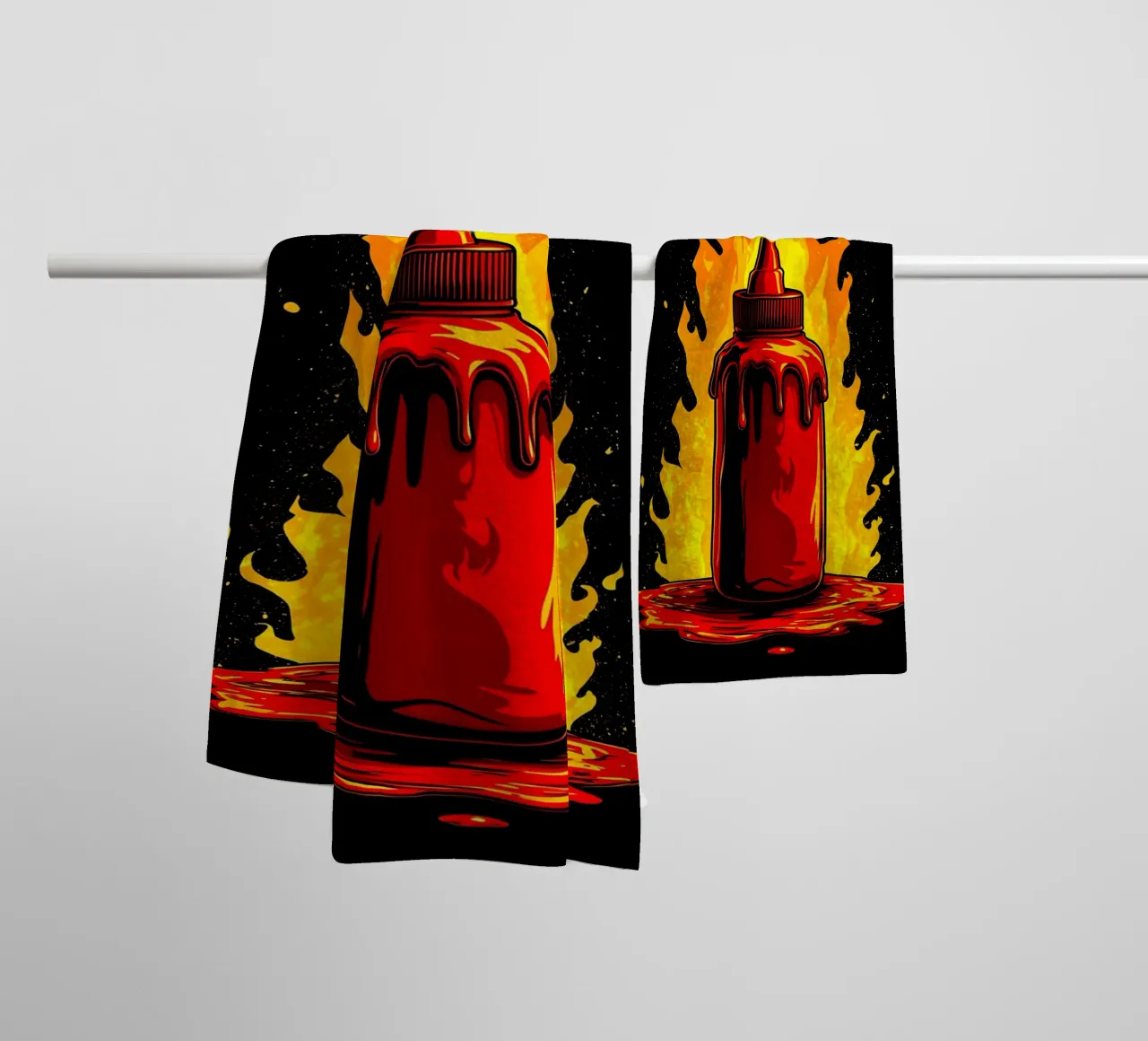 Hot Souce On Fire - Pop Art asciugamano da bagno da ColorCrash Gallery