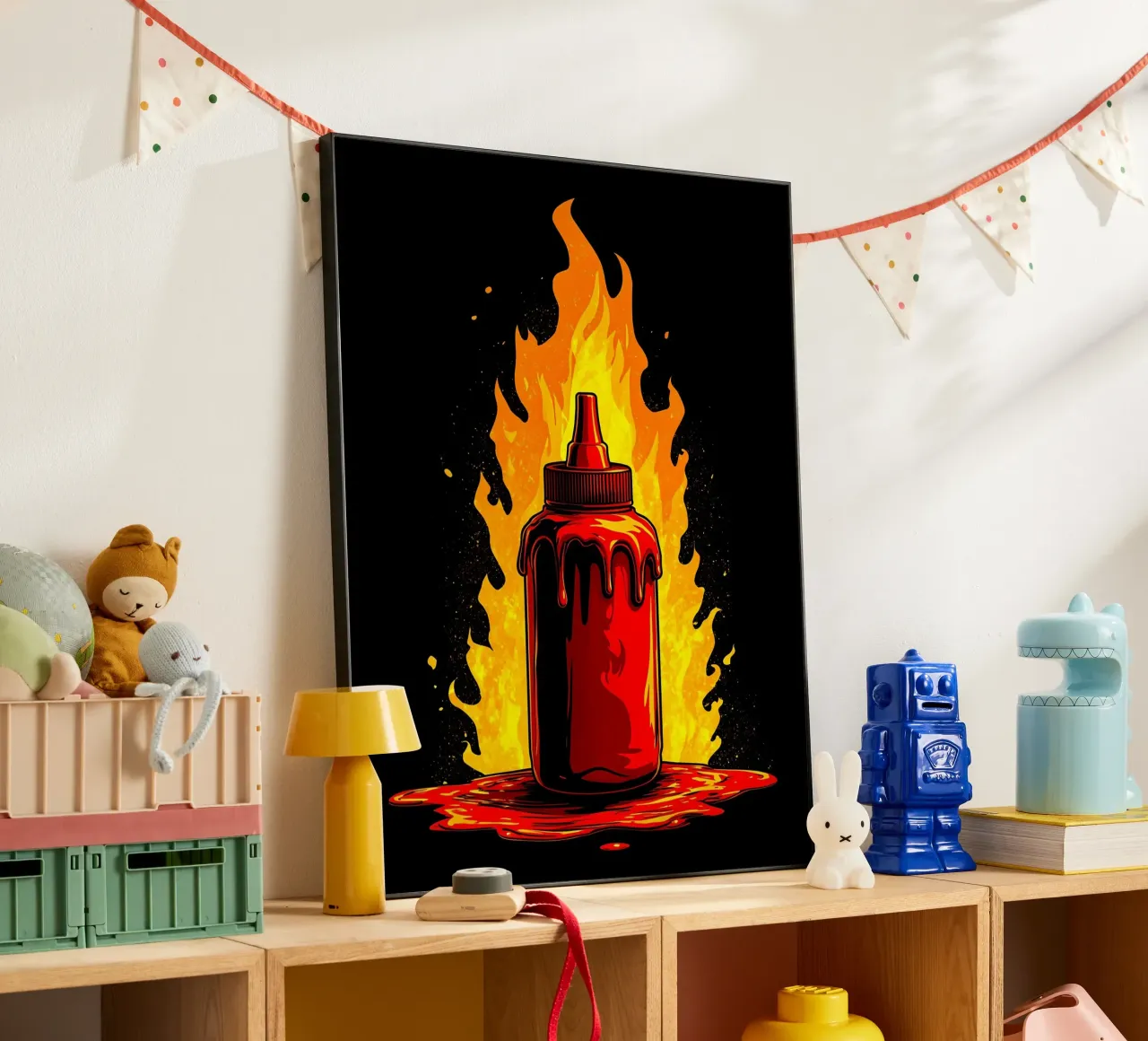 Hot Souce On Fire - Pop Art alluminio dibond da ColorCrash Gallery