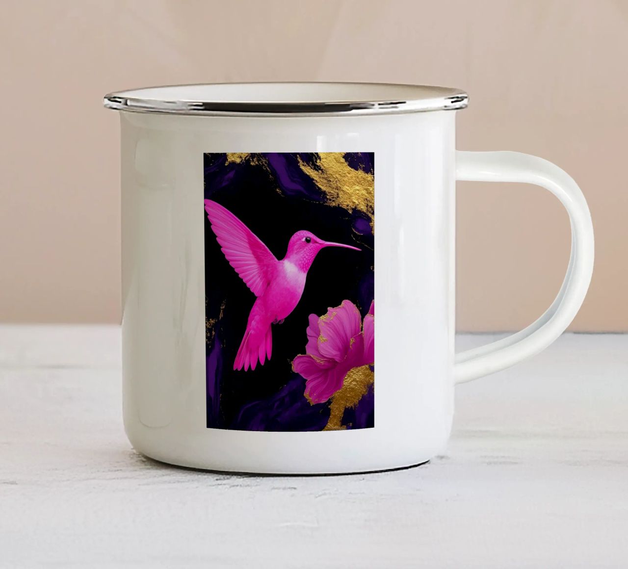 Colibrì rosa - Pop Art tazza in smalto da ColorCrash Gallery