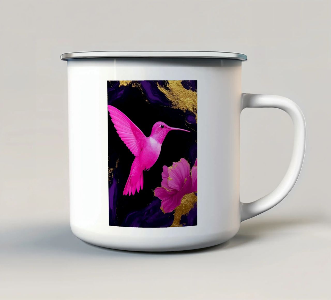 Colibrì rosa - Pop Art tazza in smalto da ColorCrash Gallery
