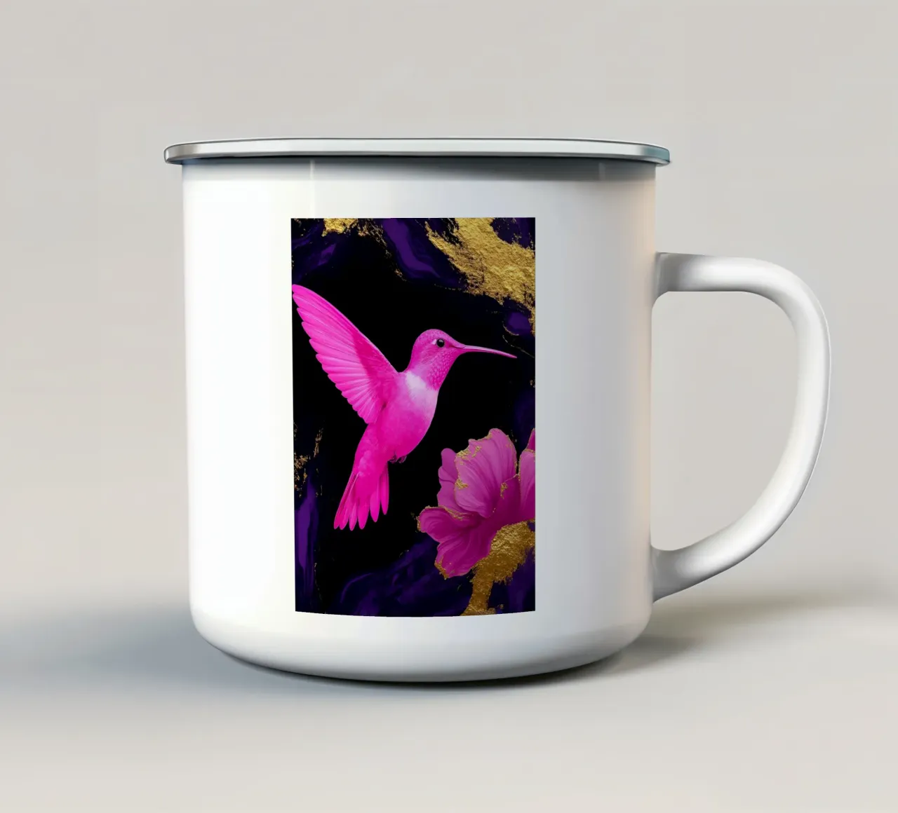 Colibrì rosa - Pop Art tazza in smalto da ColorCrash Gallery