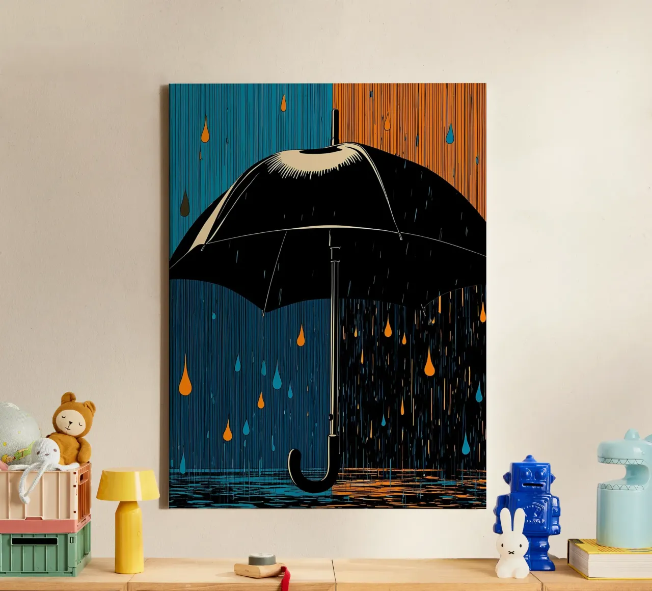 Paraplu - Pop Art canvas met Baklijst van ColorCrash Gallery