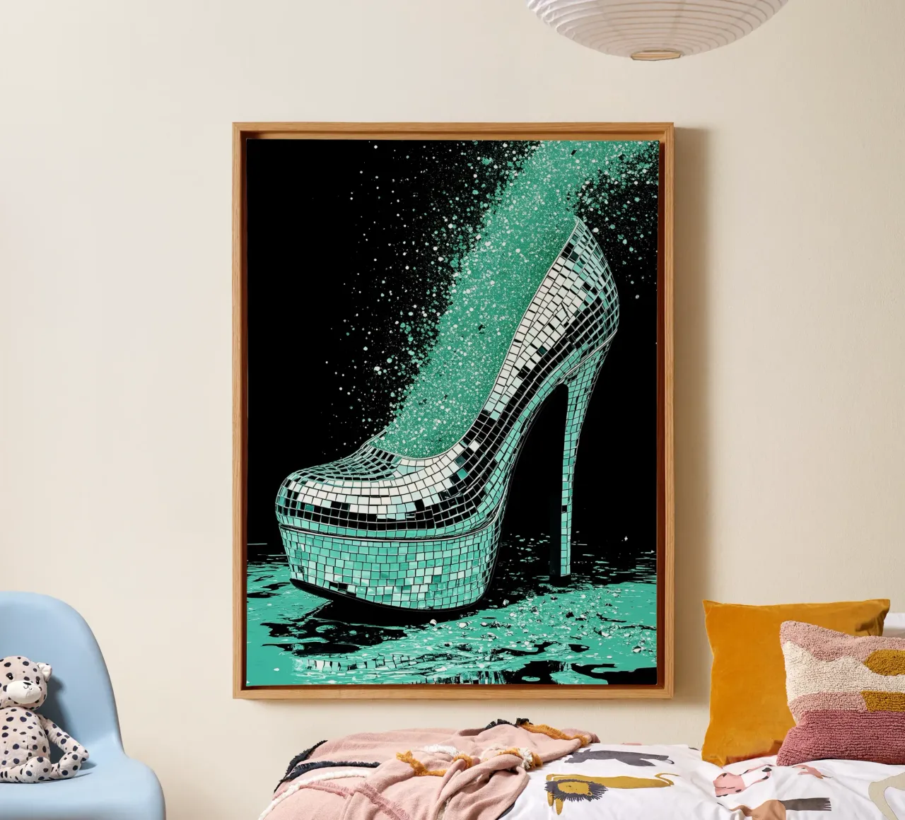 Disco Heel Shattering - Pop Art tela con Cornice a cassetta da ColorCrash Gallery