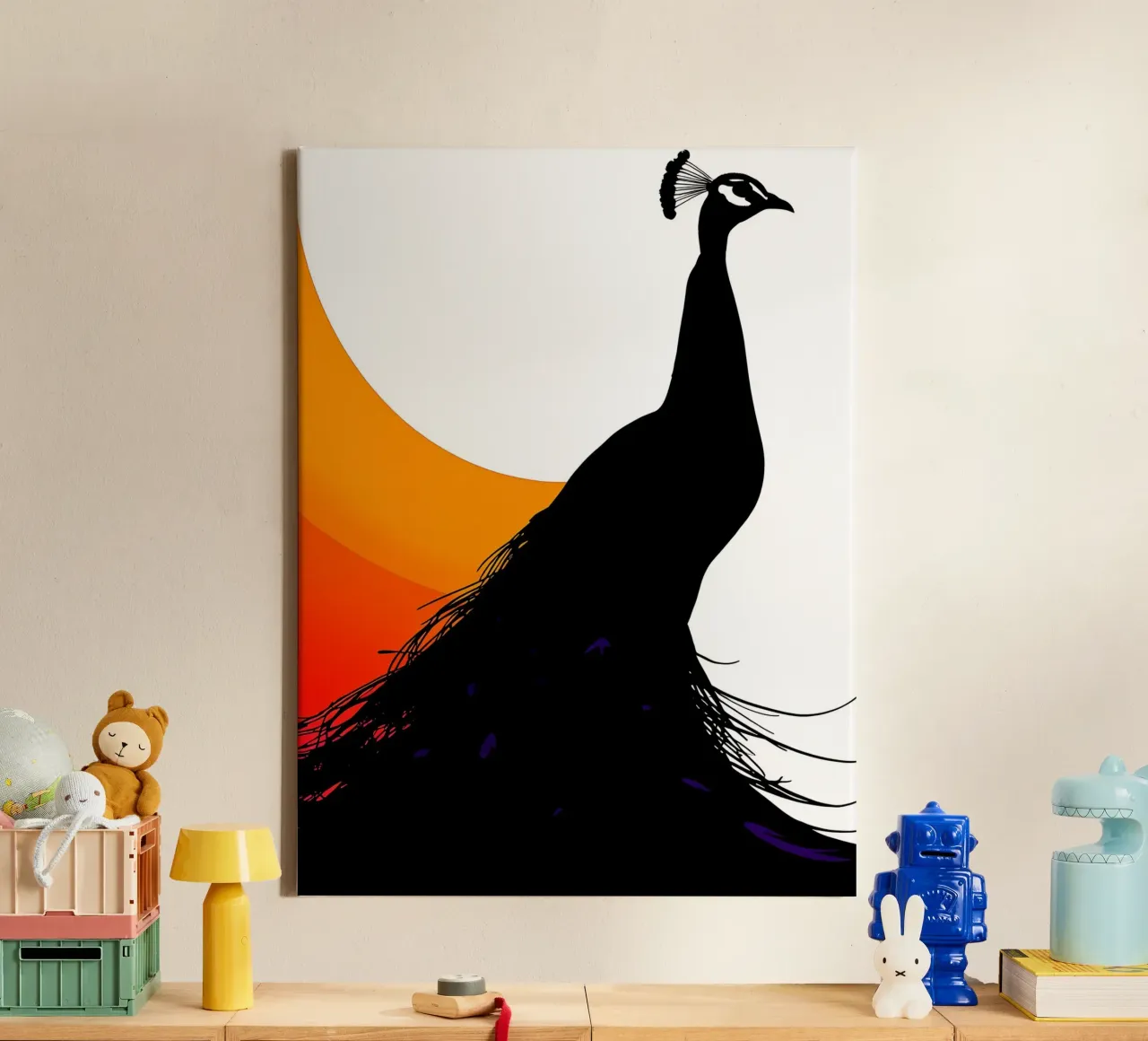Pavone - Pop Art tela con Cornice a cassetta da ColorCrash Gallery