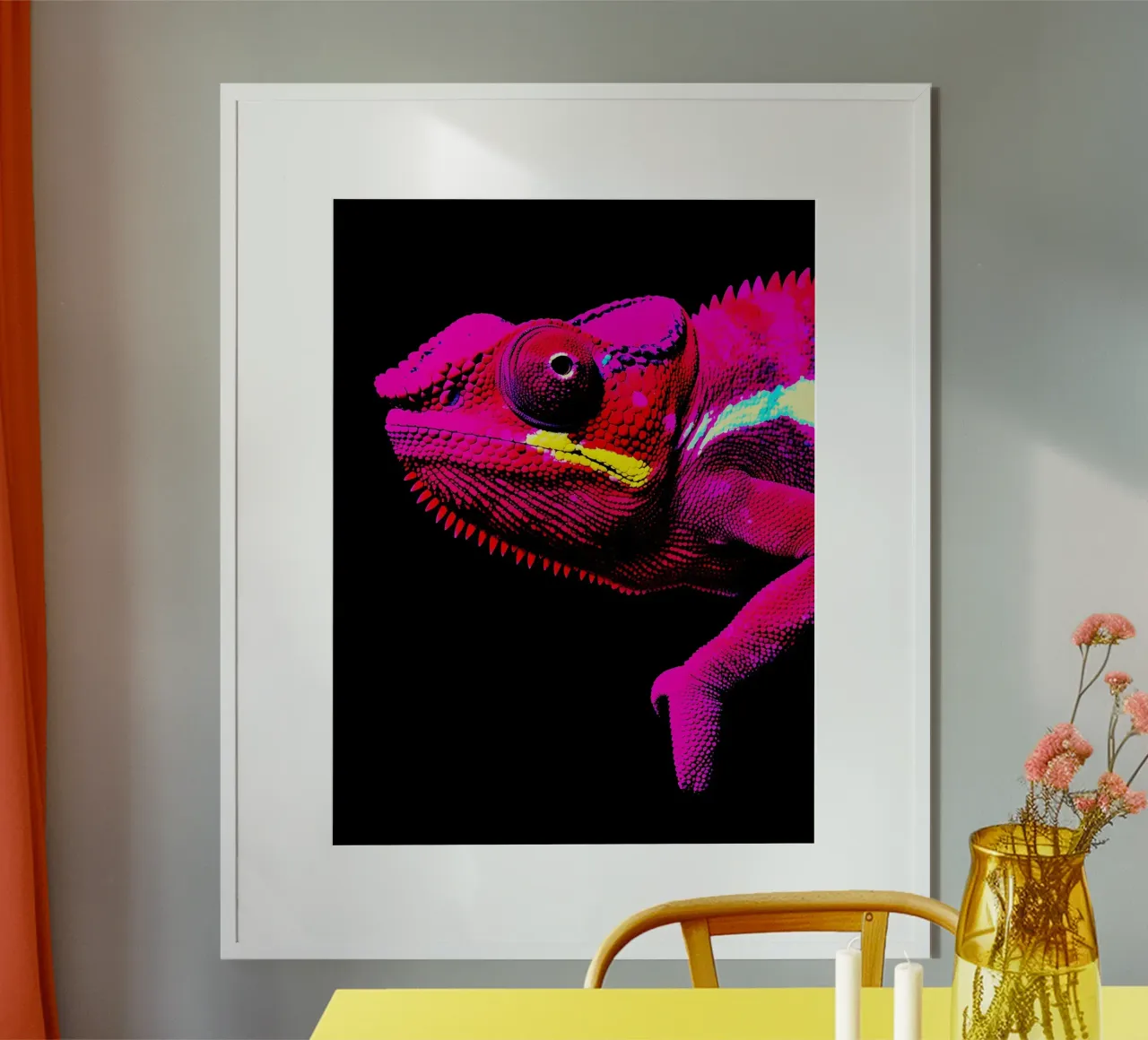 Camaleonte - Pop Art poster con telaio in plastica da ColorCrash Gallery