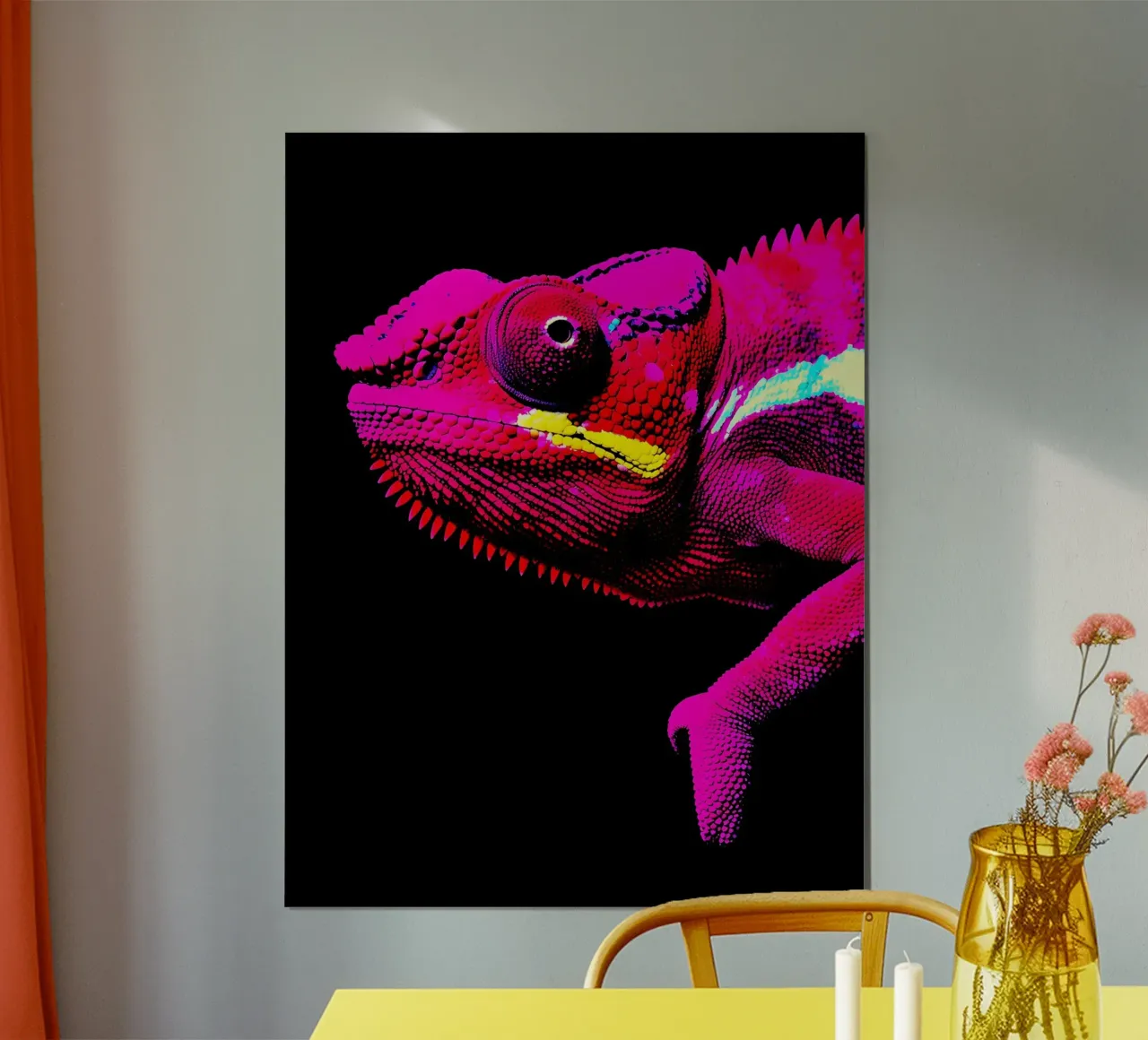 Camaleonte - Pop Art poster con telaio in plastica da ColorCrash Gallery