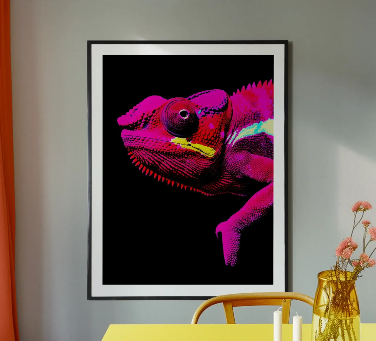 Camaleonte - Pop Art poster con telaio in plastica da ColorCrash Gallery