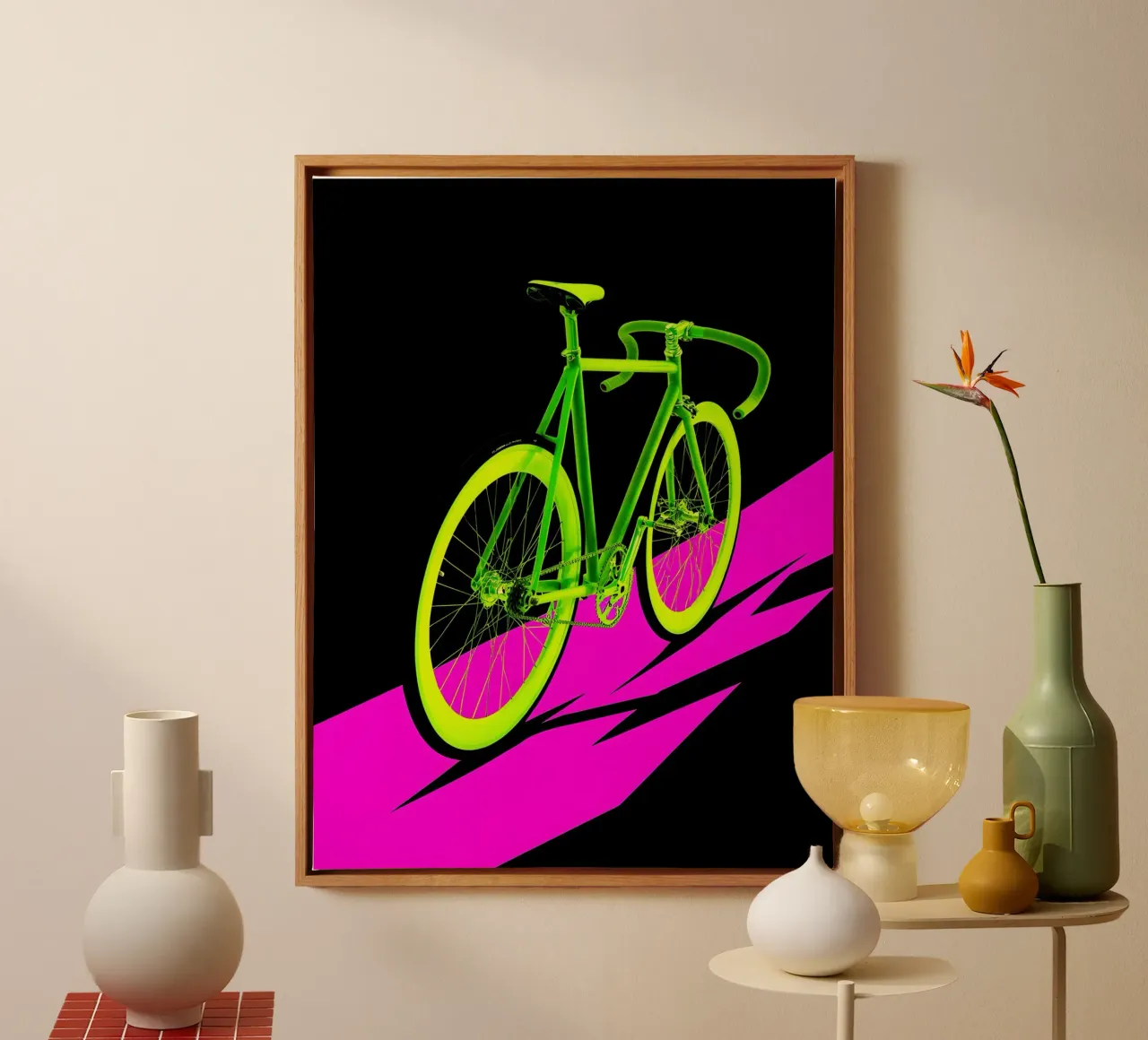 Bicycle - Pop Art canvas with Floater frame by ColorCrash Gallery