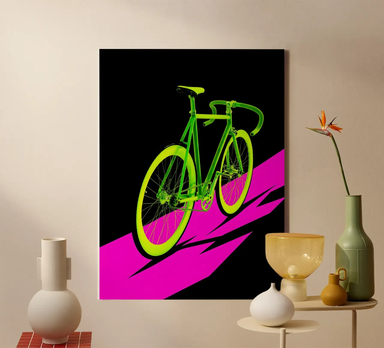 Bicycle - Pop Art canvas with Floater frame by ColorCrash Gallery
