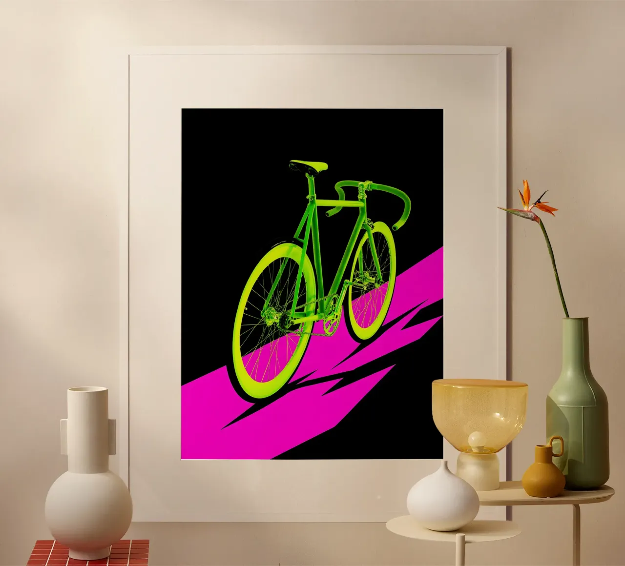 Bicicletta - Pop Art poster con telaio in alluminio da ColorCrash Gallery