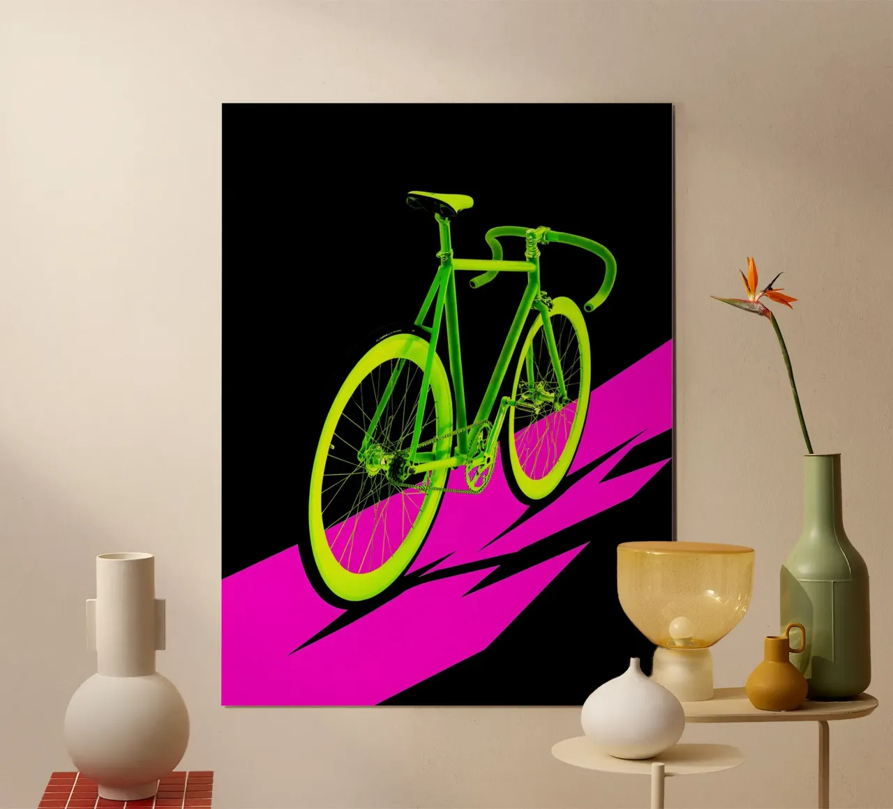 Bicicletta - Pop Art poster con telaio in alluminio da ColorCrash Gallery