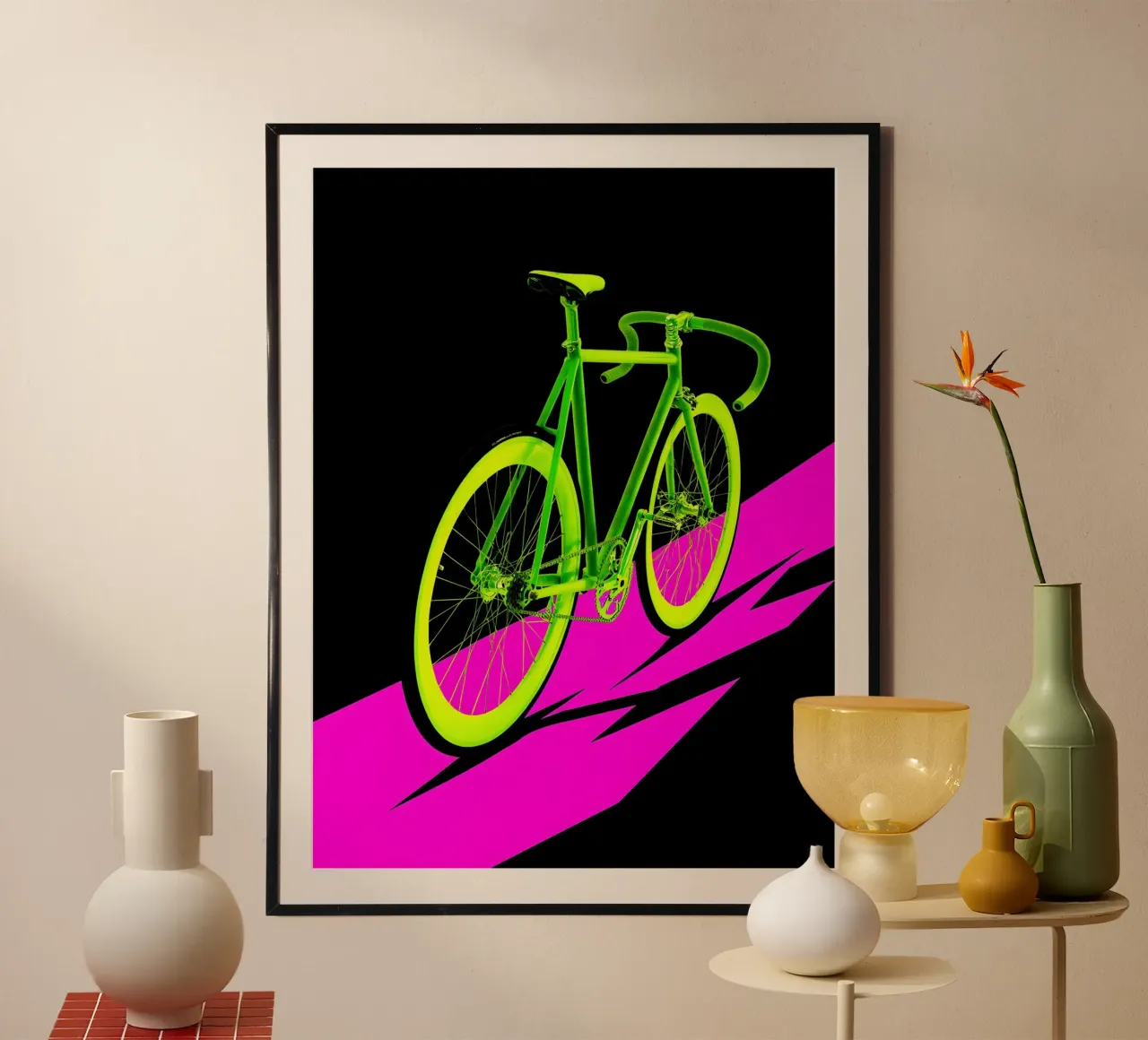 Bicicletta - Pop Art poster con telaio in alluminio da ColorCrash Gallery