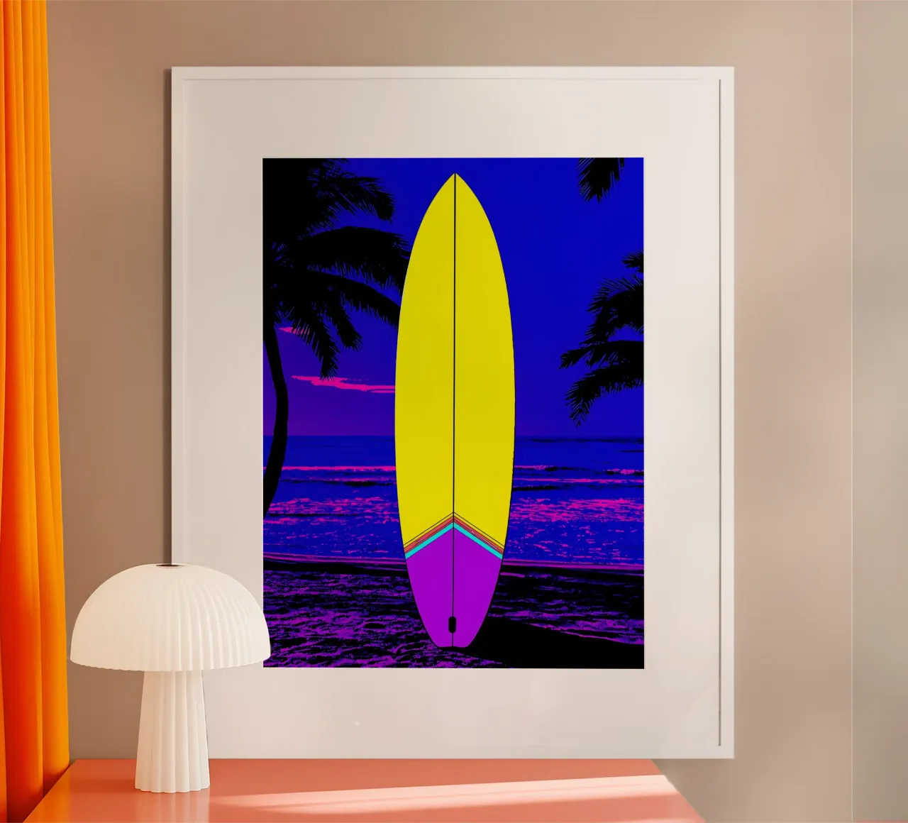 Surfbrett - Pop Art Hahnemühle von ColorCrash Gallery