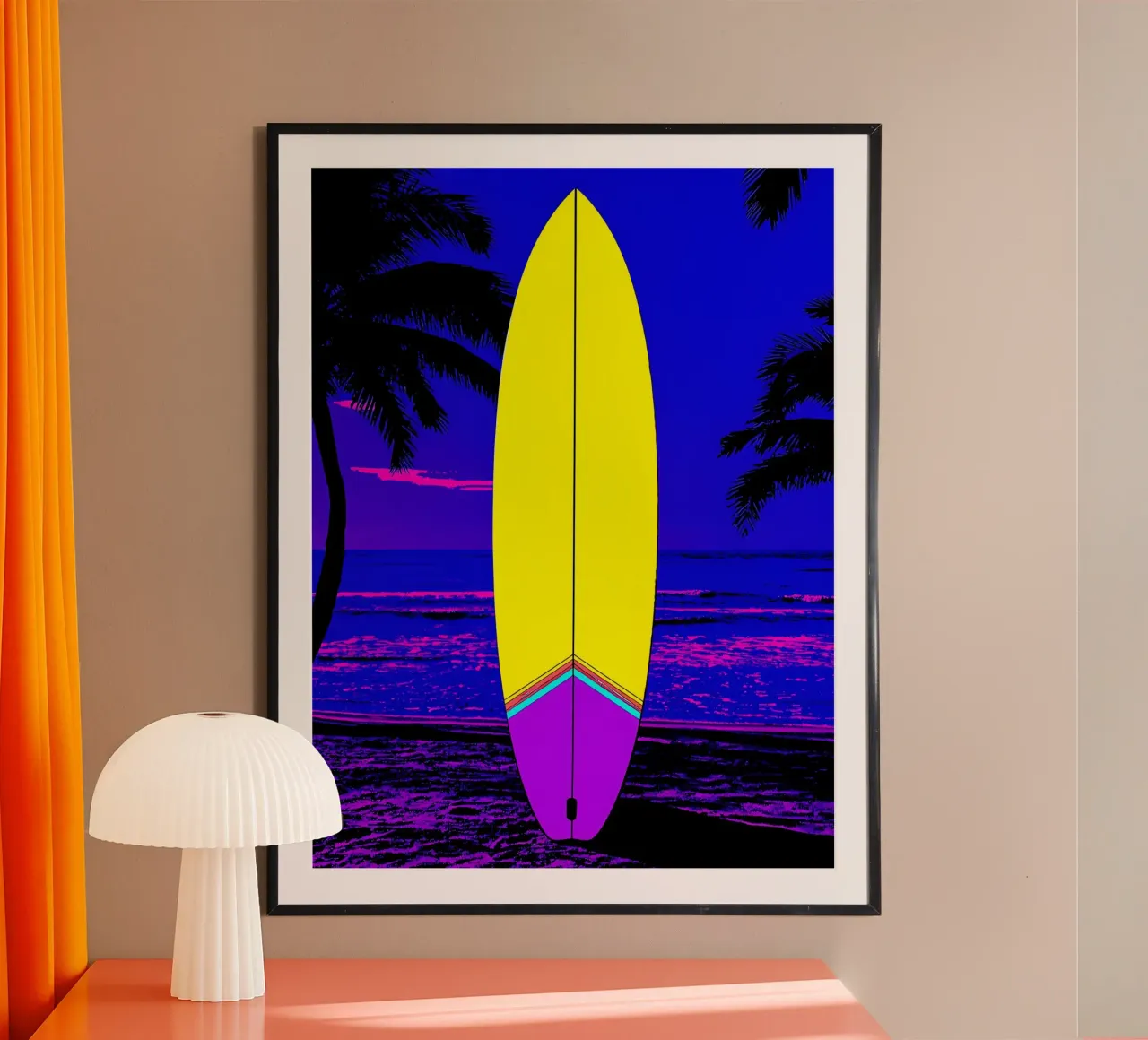 Surfbrett - Pop Art Hahnemühle von ColorCrash Gallery