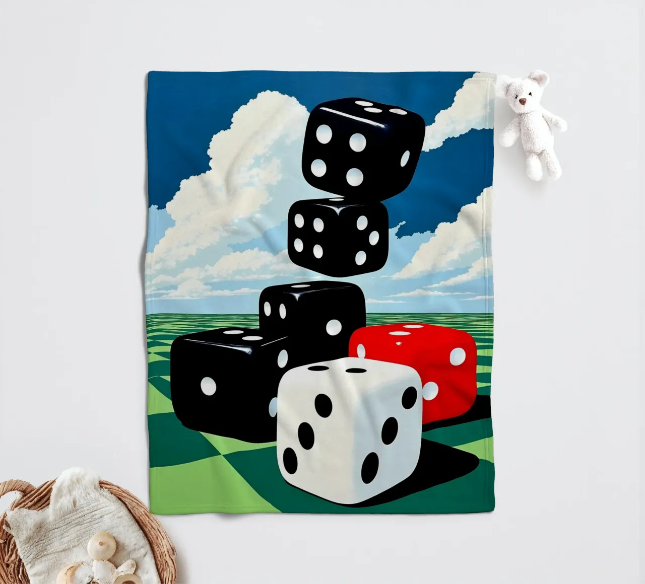 Dice - Pop Art fleece blanket by ColorCrash Gallery