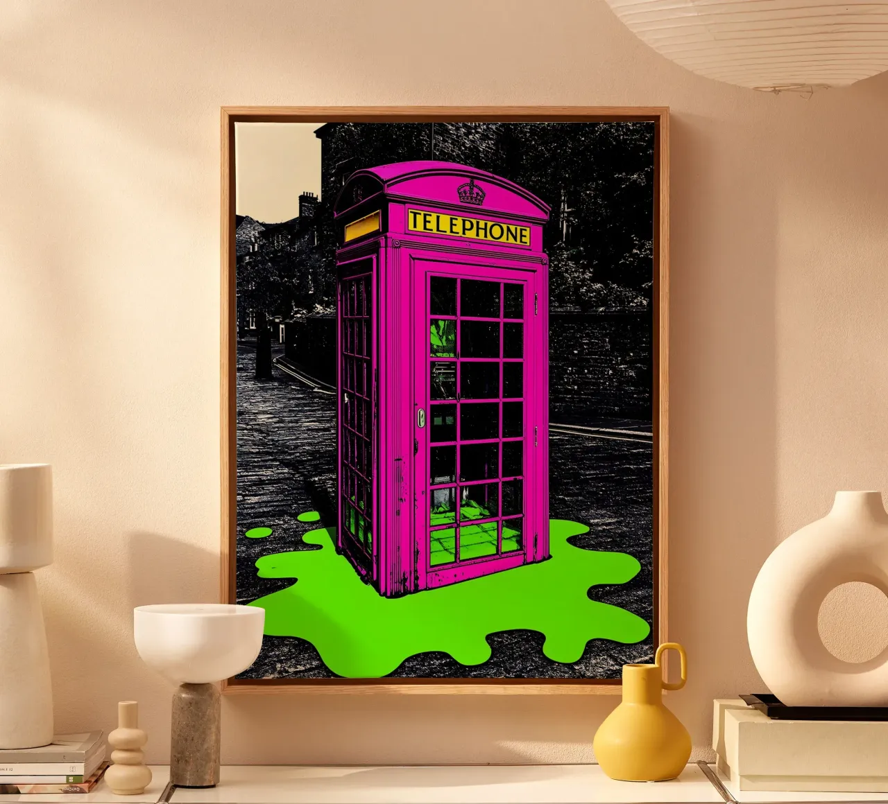 Telefooncel - Pop-art canvas met Baklijst van ColorCrash Gallery