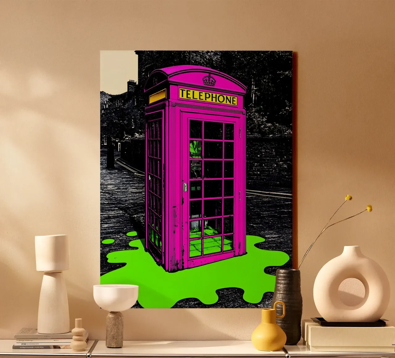 Telefooncel - Pop-art canvas met Baklijst van ColorCrash Gallery