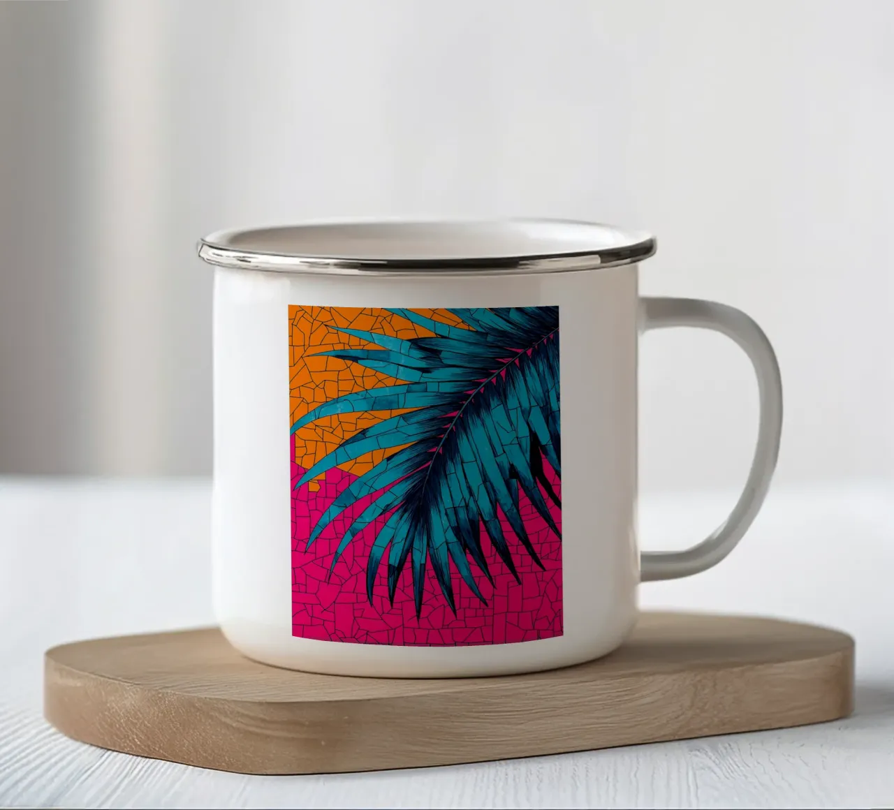 Foglia di palma - Pop Art tazza in smalto da ColorCrash Gallery