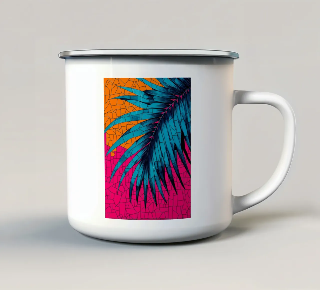 Foglia di palma - Pop Art tazza in smalto da ColorCrash Gallery