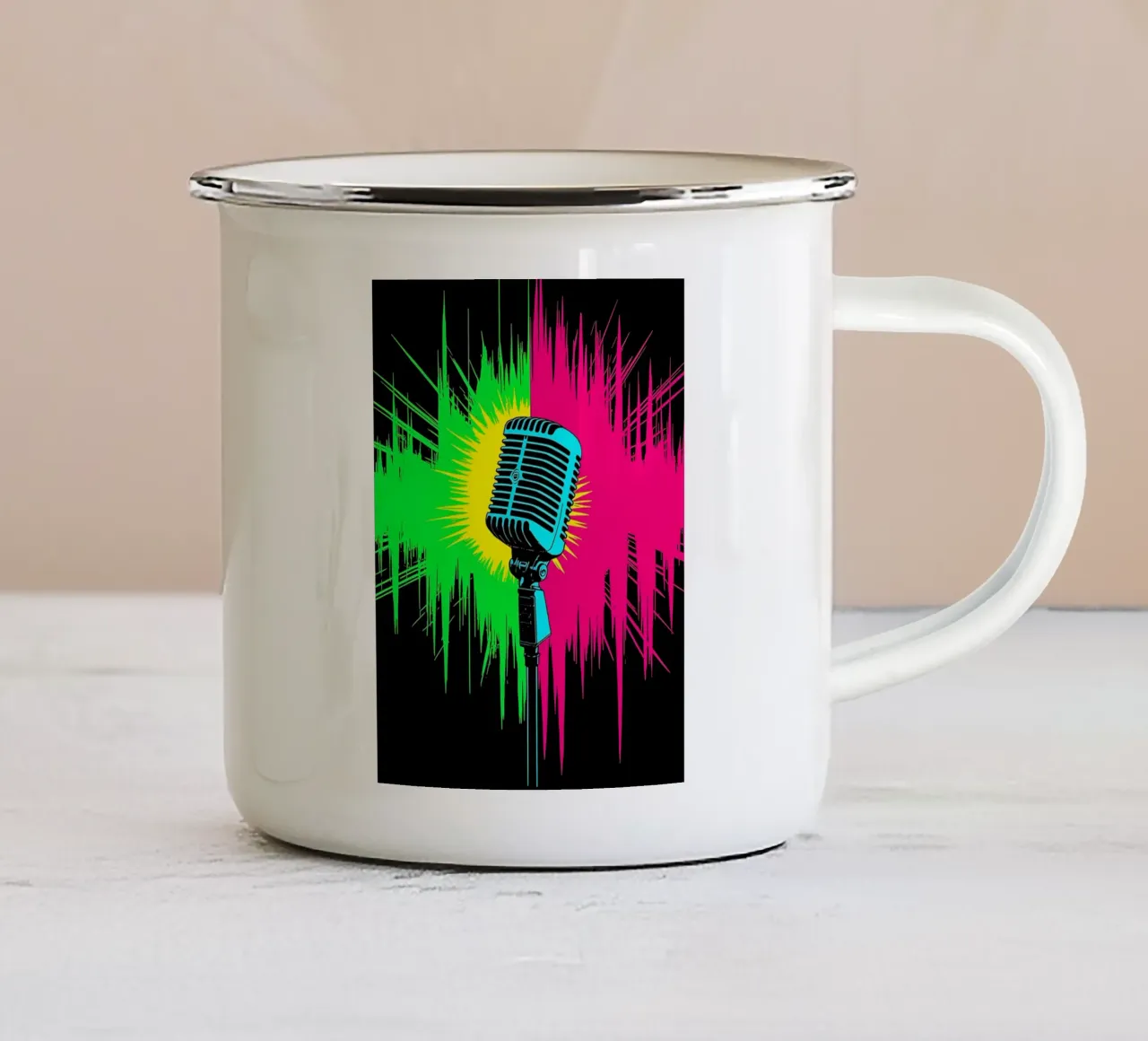 Microfono - Pop Art tazza in smalto da ColorCrash Gallery