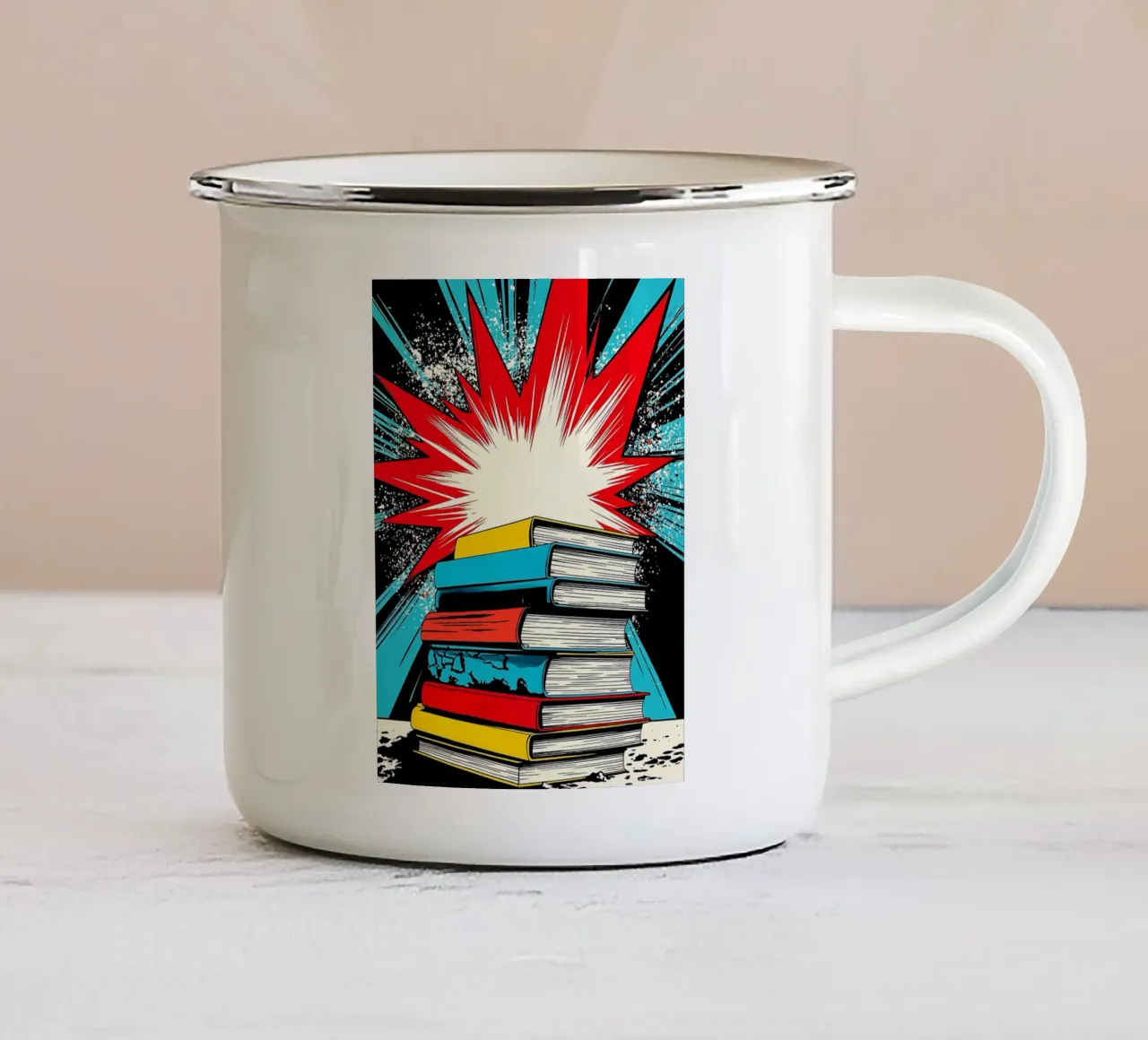 Pila di libri - Pop Art tazza in smalto da ColorCrash Gallery