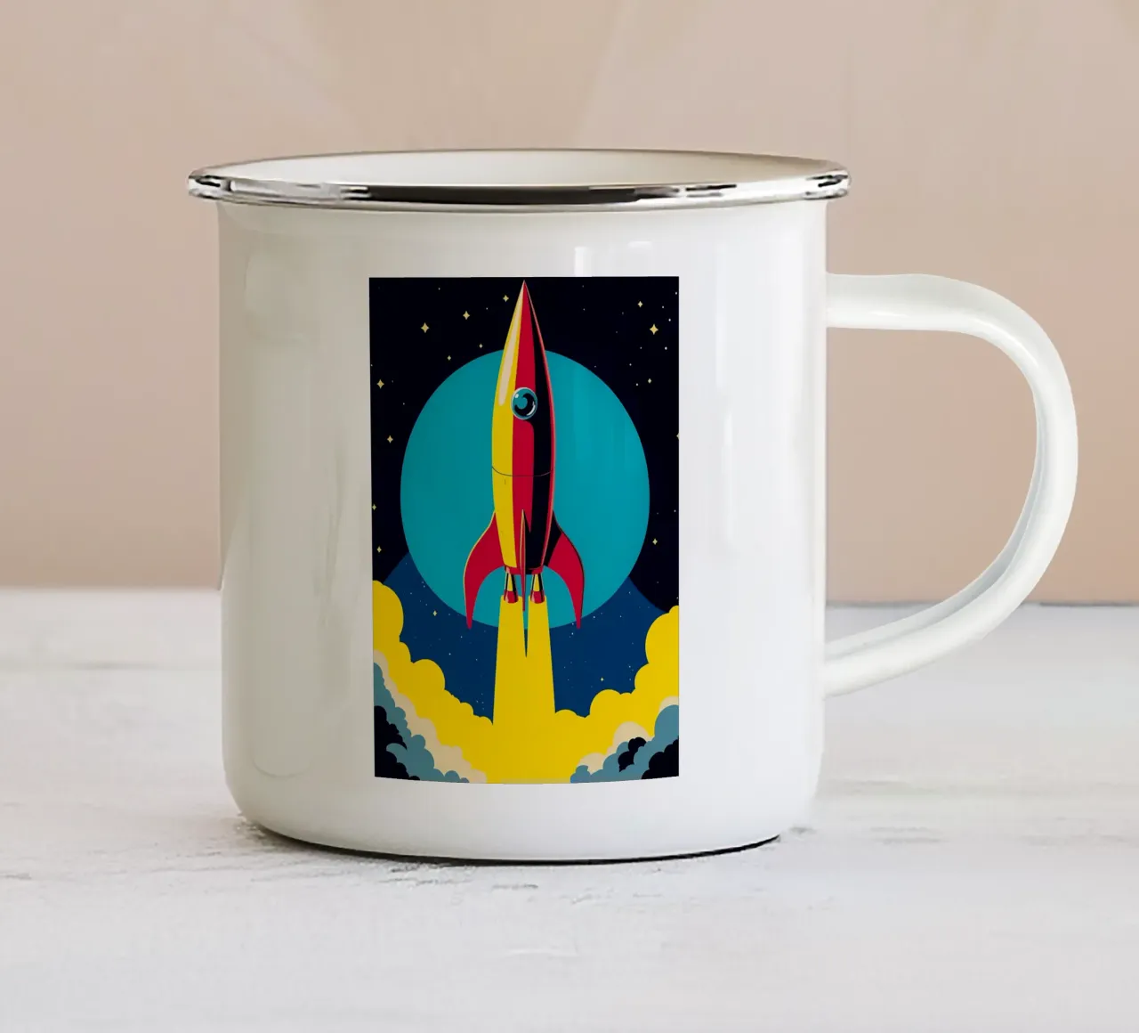 Razzo spaziale - Pop Art tazza in smalto da ColorCrash Gallery