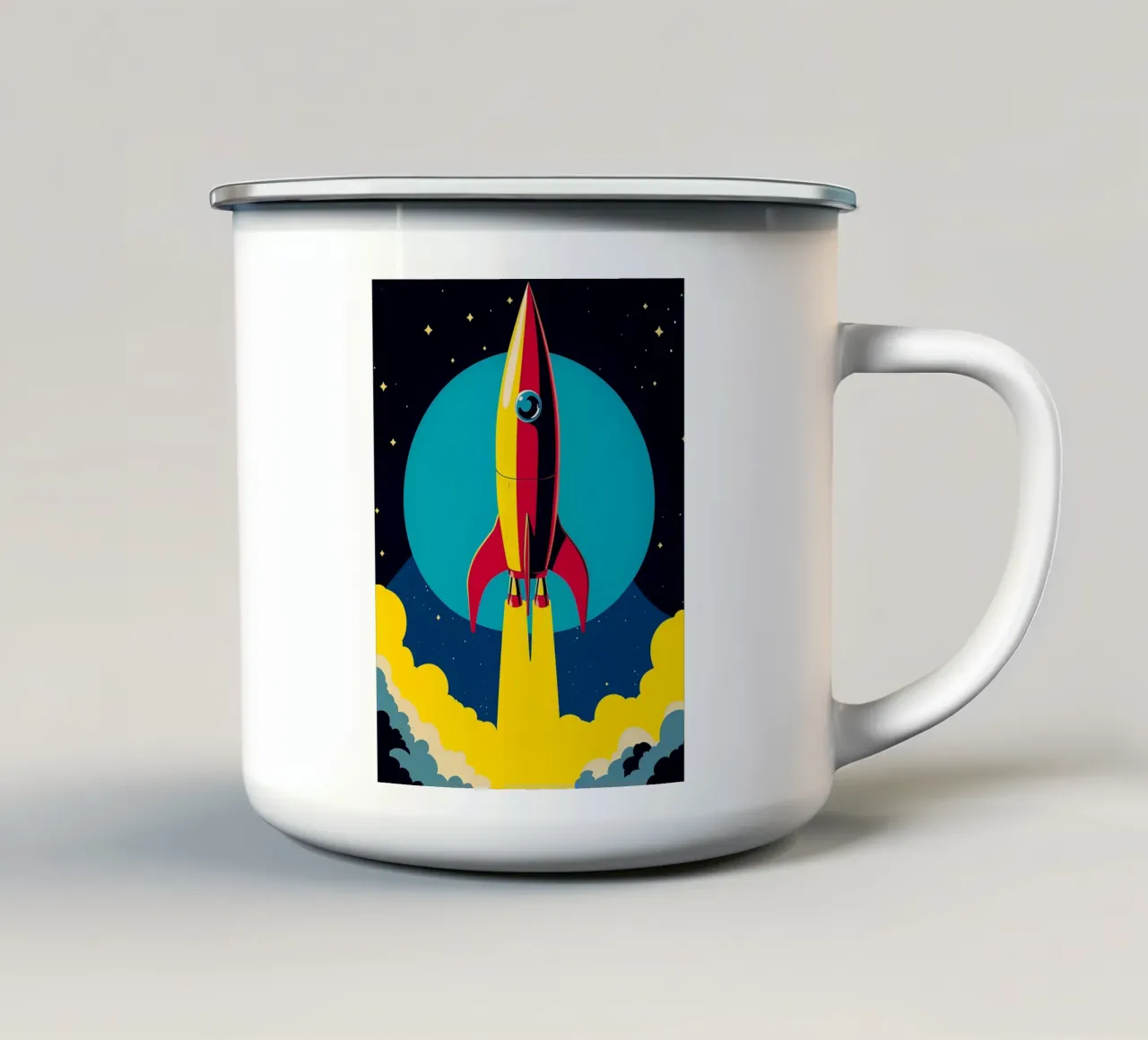 Razzo spaziale - Pop Art tazza in smalto da ColorCrash Gallery
