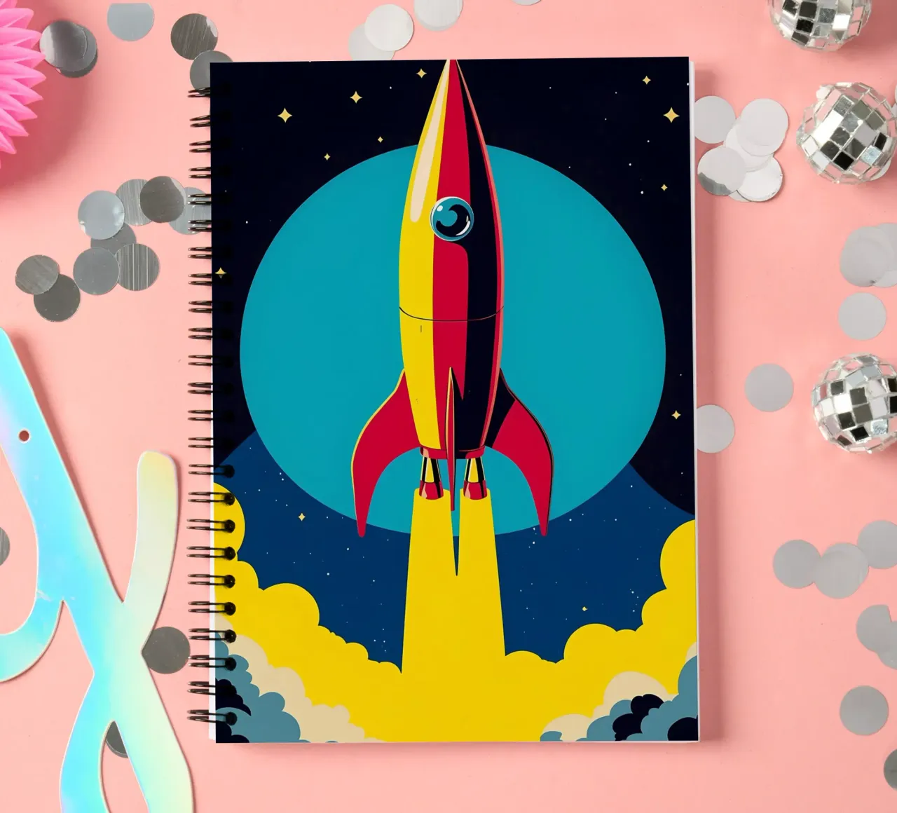 Space Rocket - Pop Art spiral notebook by ColorCrash Gallery