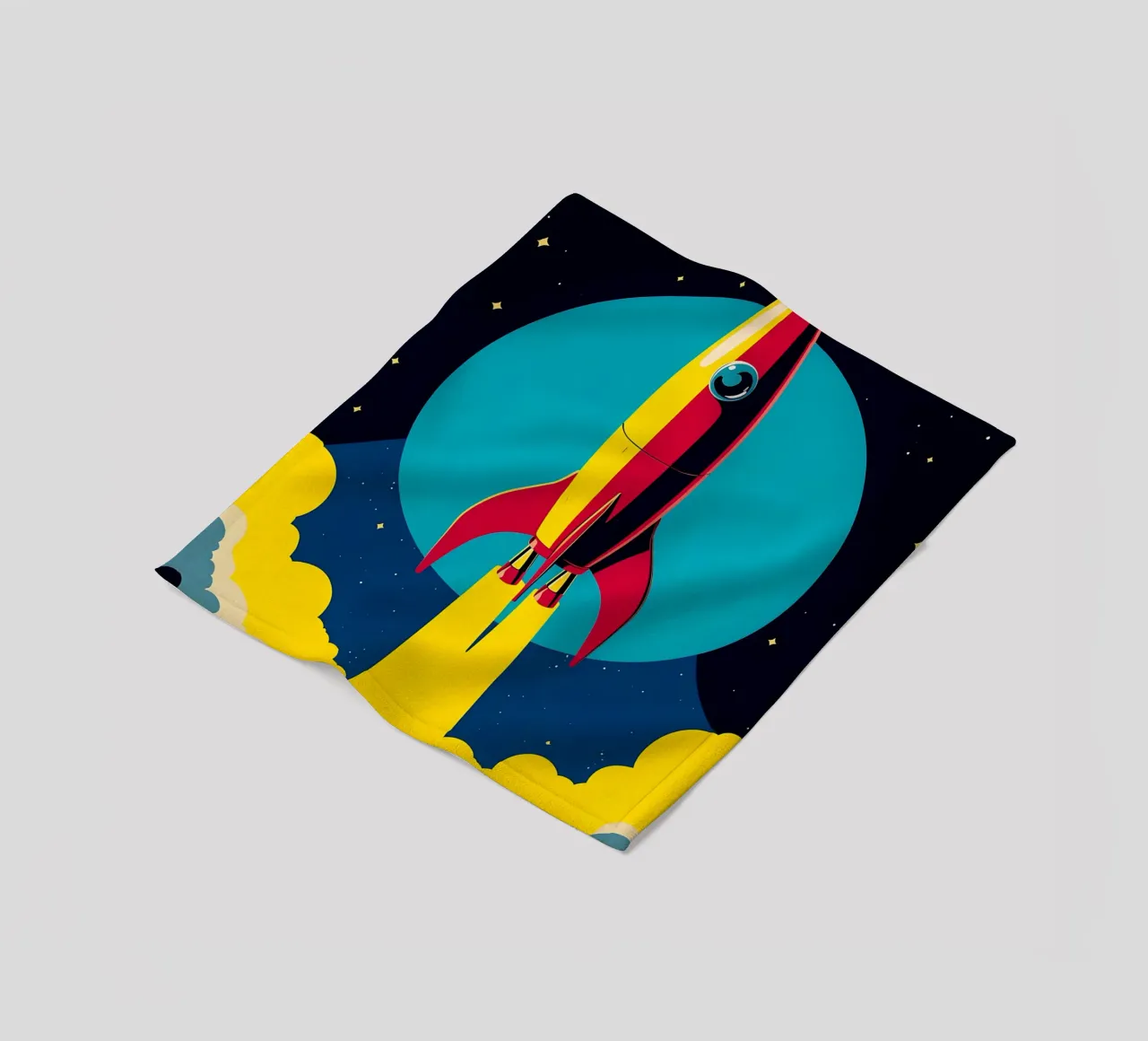 Space Rocket - Pop Art fleece blanket by ColorCrash Gallery