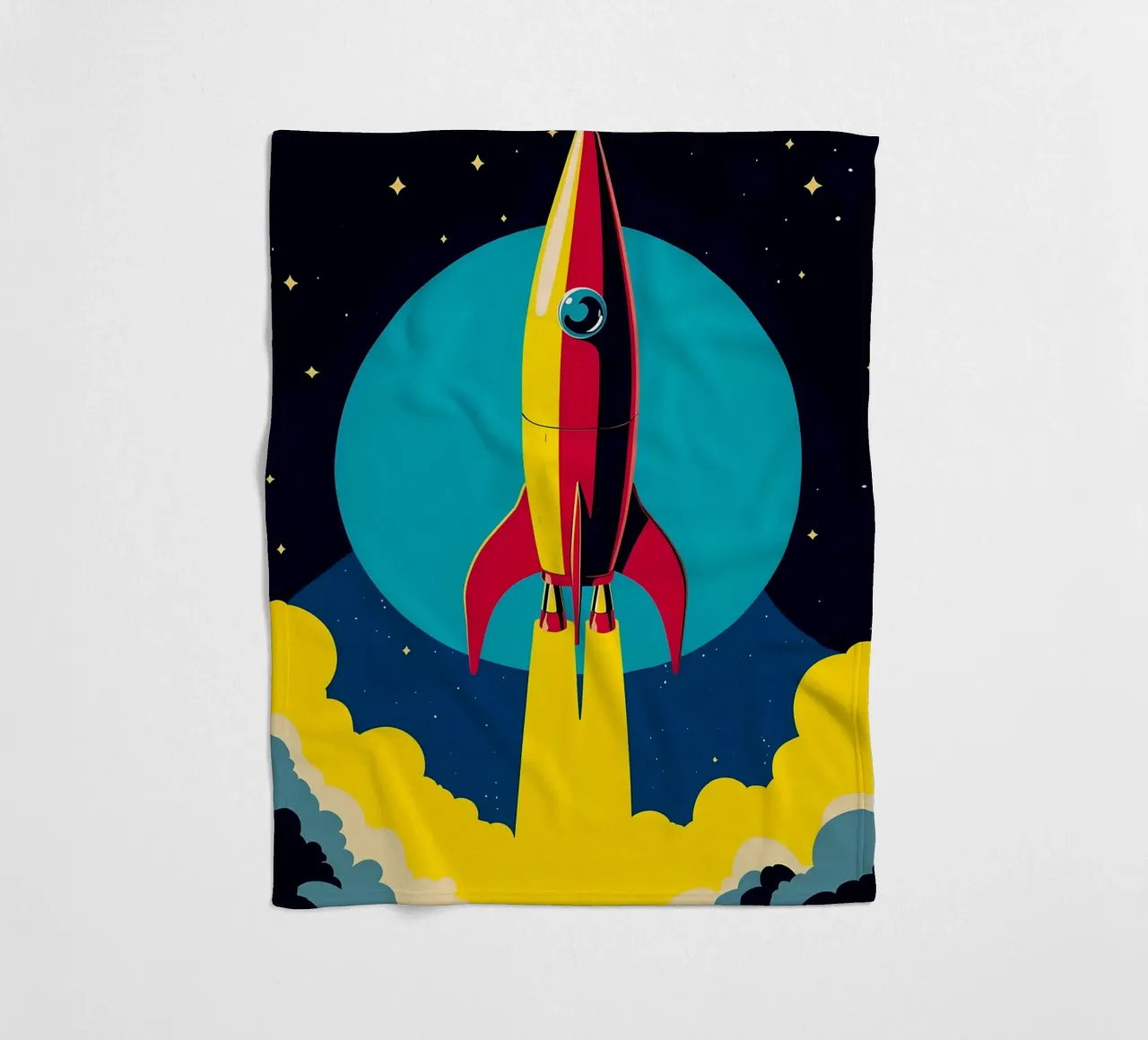 Space Rocket - Pop Art fleece blanket by ColorCrash Gallery