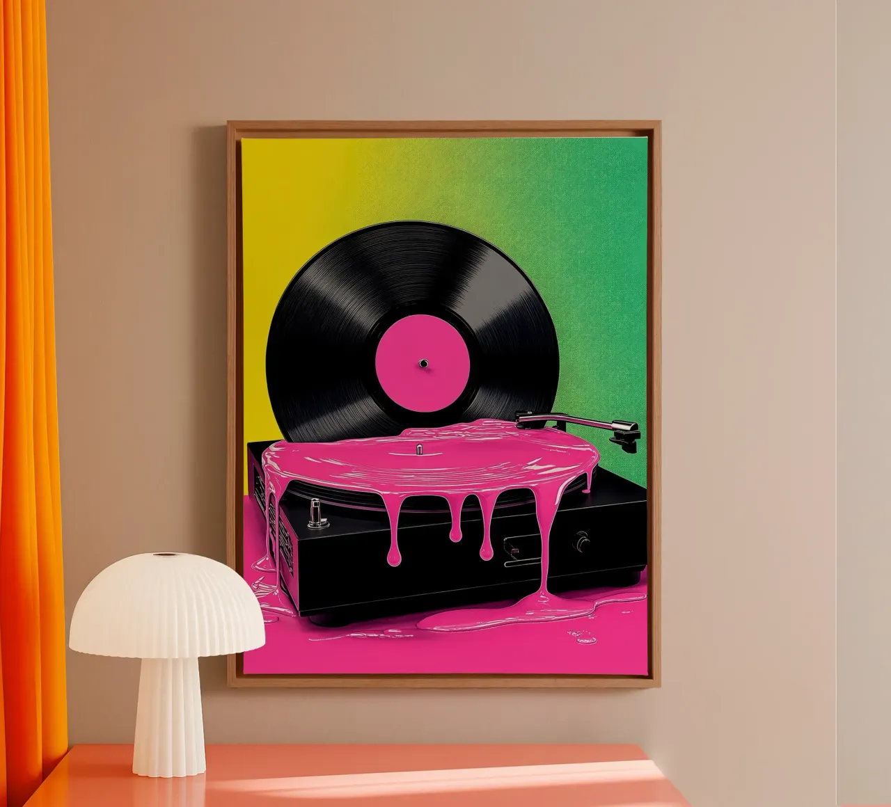 Vinyl-Schallplattenspieler Pop Art Leinwand von ColorCrash Gallery