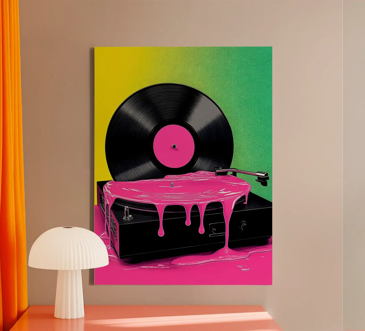Vinyl-Schallplattenspieler Pop Art Leinwand von ColorCrash Gallery