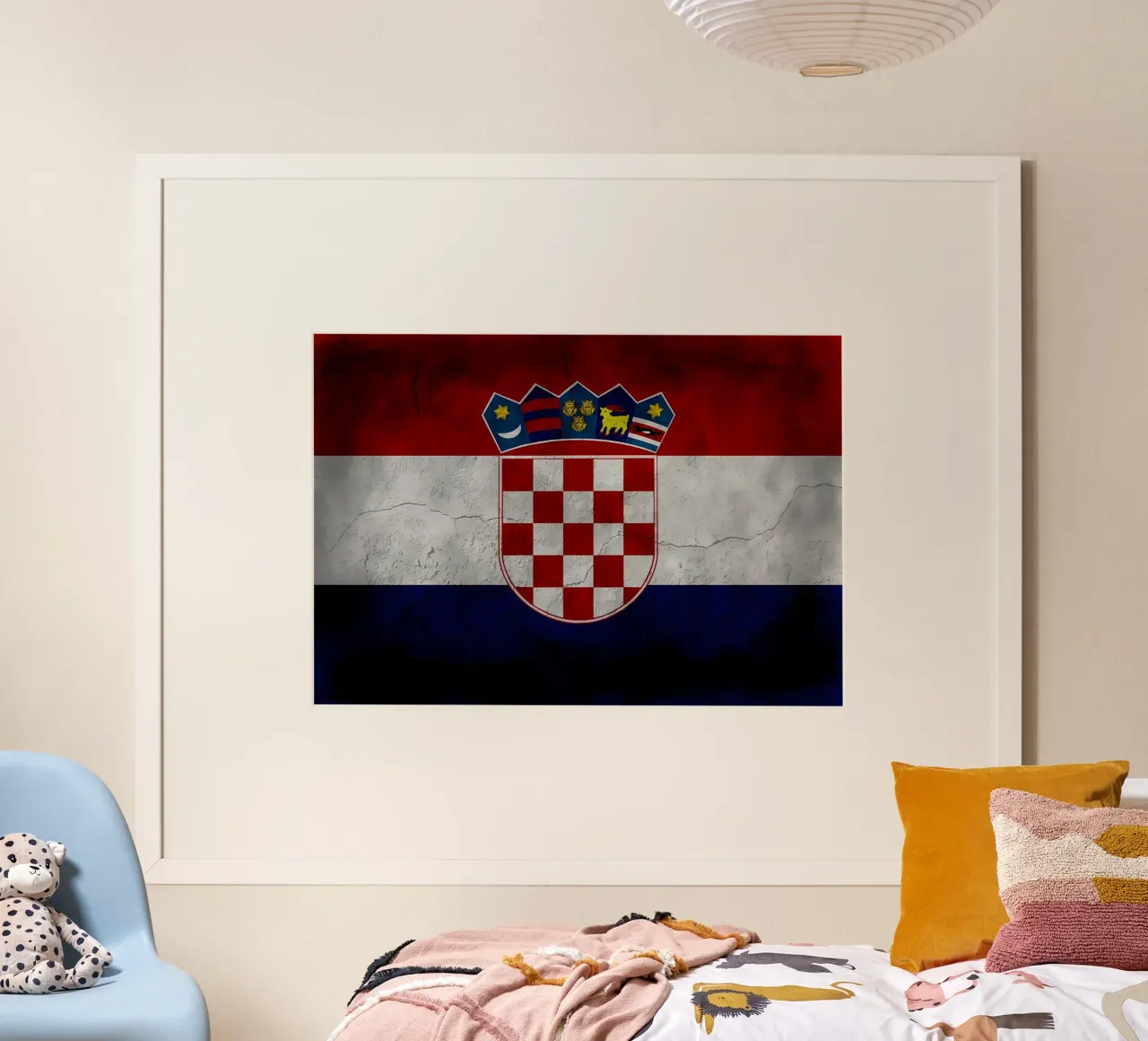 Kroatië vintage vlag poster met aluminium frame van Joshua A Holmes