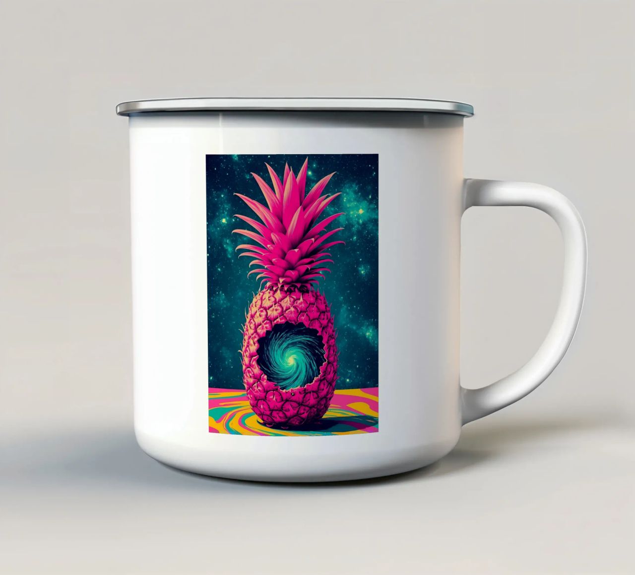 Vortice di ananas - Pop Art tazza in smalto da ColorCrash Gallery