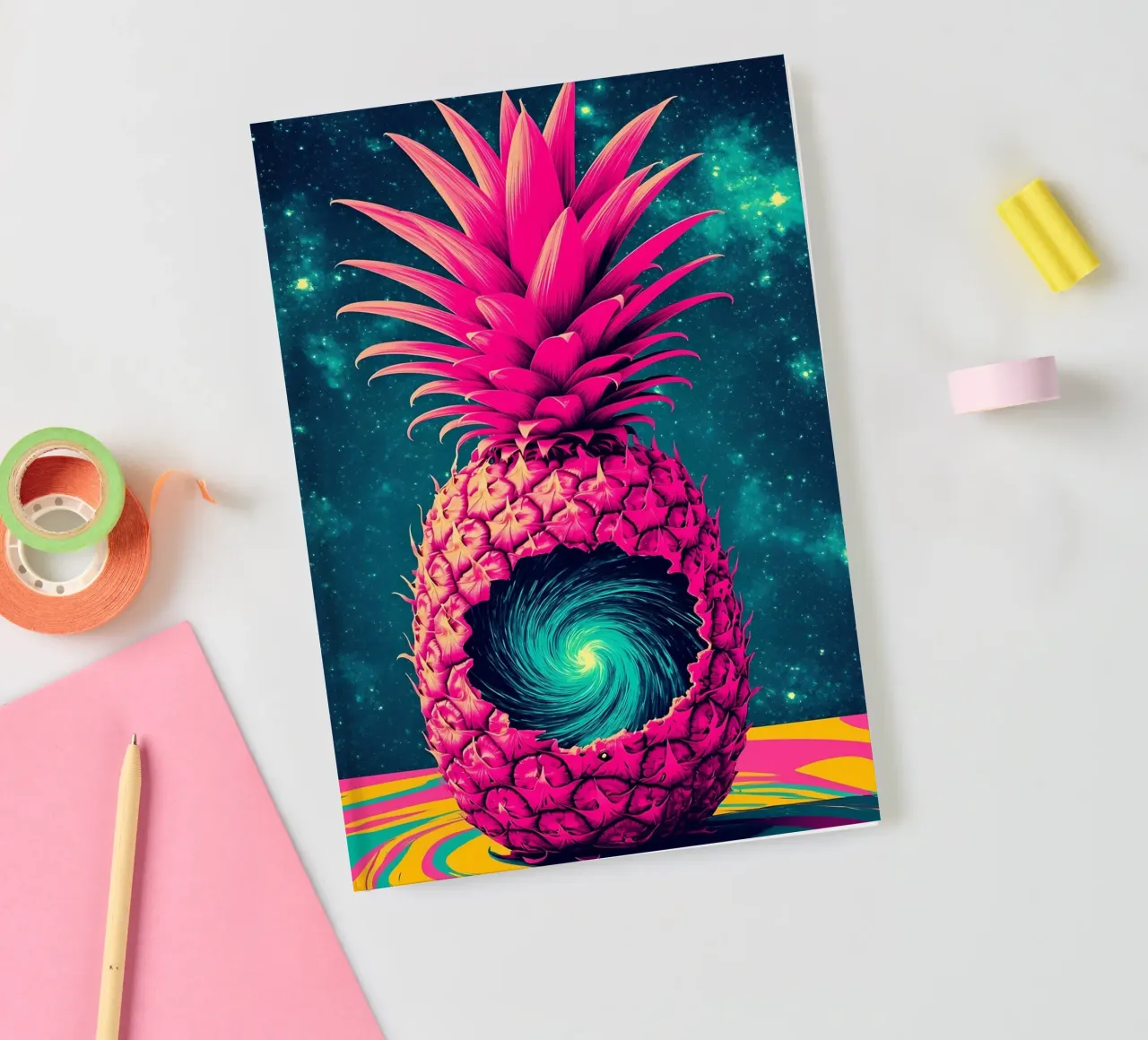 Pineapple Vortex - Pop Art notebook by ColorCrash Gallery