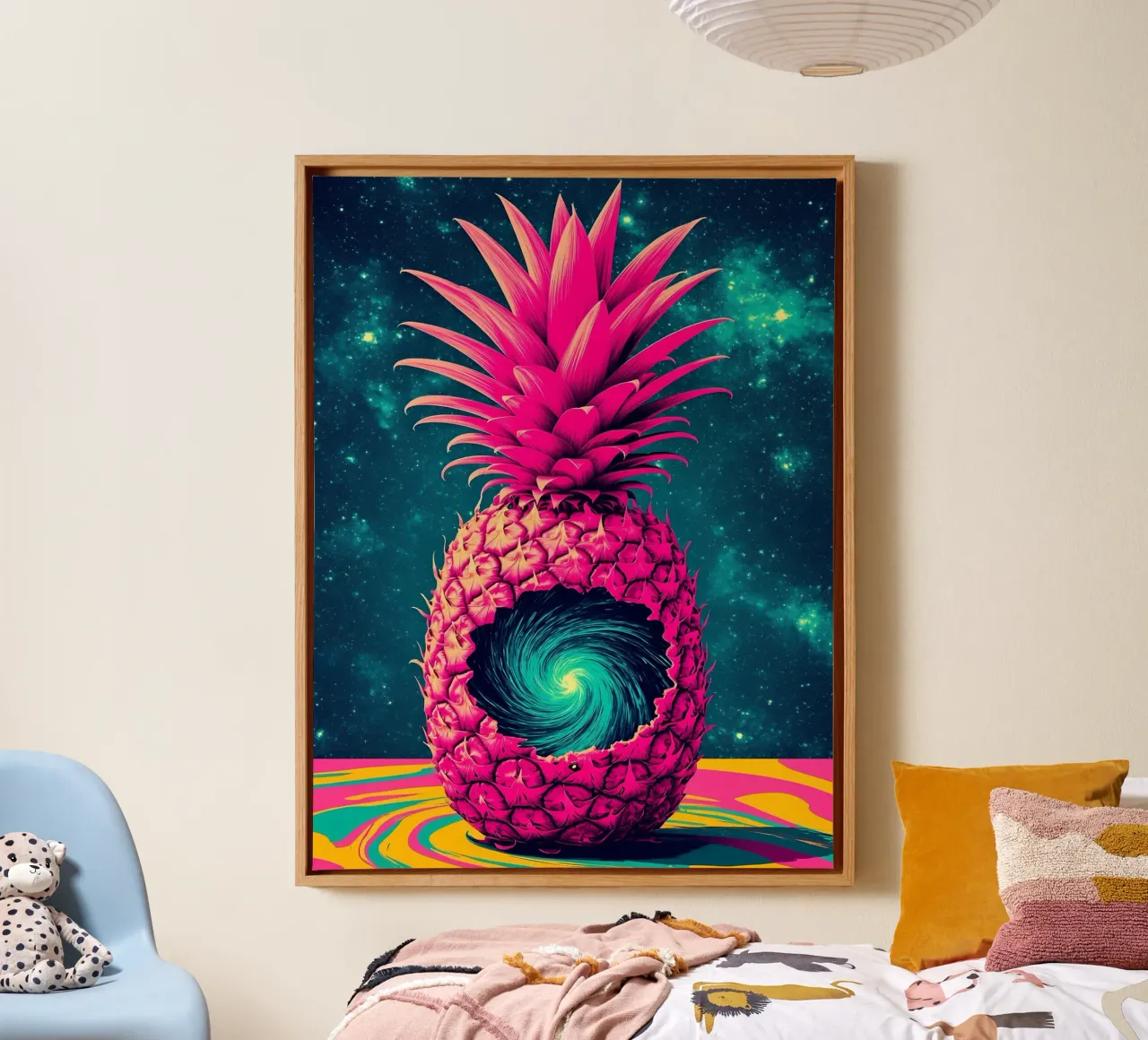 Vortice di ananas - Pop Art tela con Cornice a cassetta da ColorCrash Gallery
