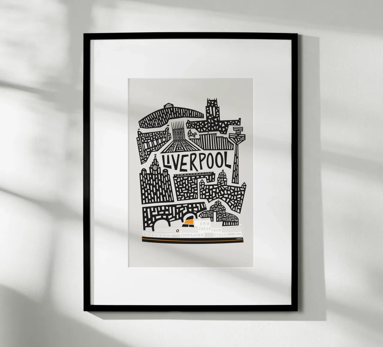Paesaggio urbano di Liverpool poster con telaio in plastica da Fox & Velvet
