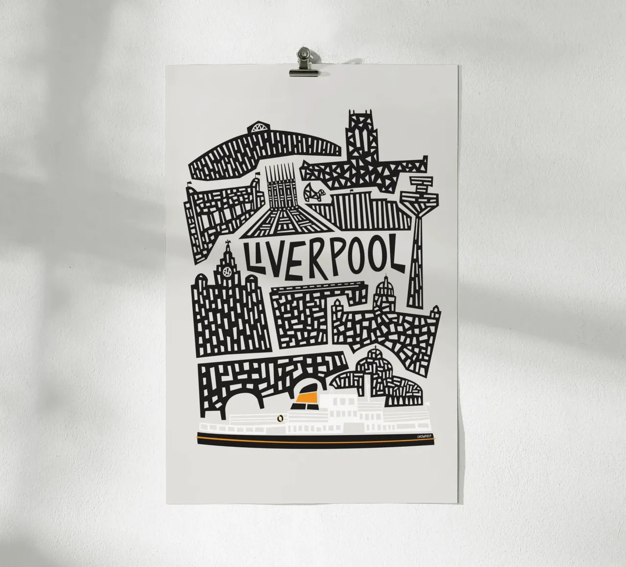 Paesaggio urbano di Liverpool poster con telaio in plastica da Fox & Velvet