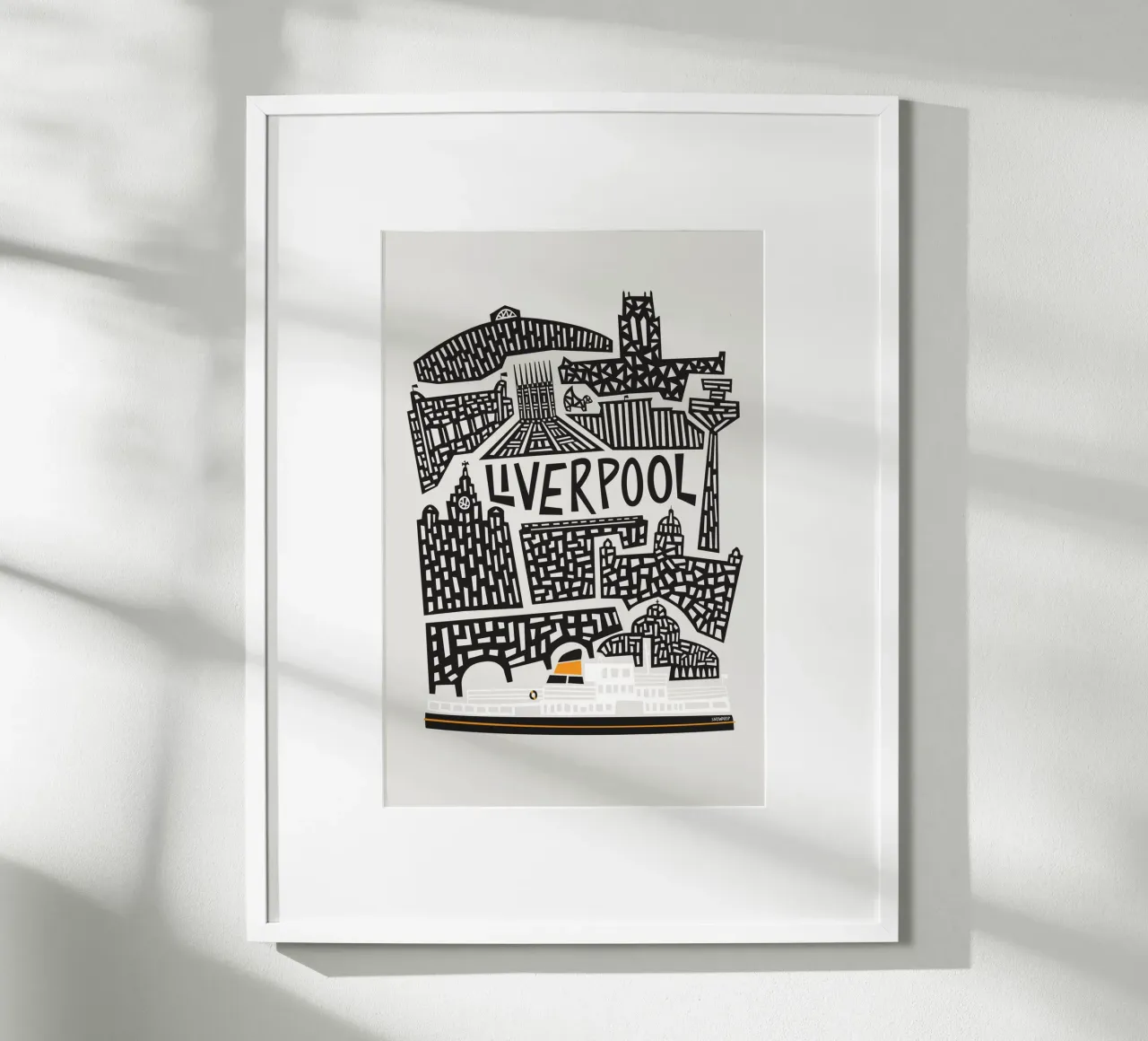 Paesaggio urbano di Liverpool poster con telaio in plastica da Fox & Velvet