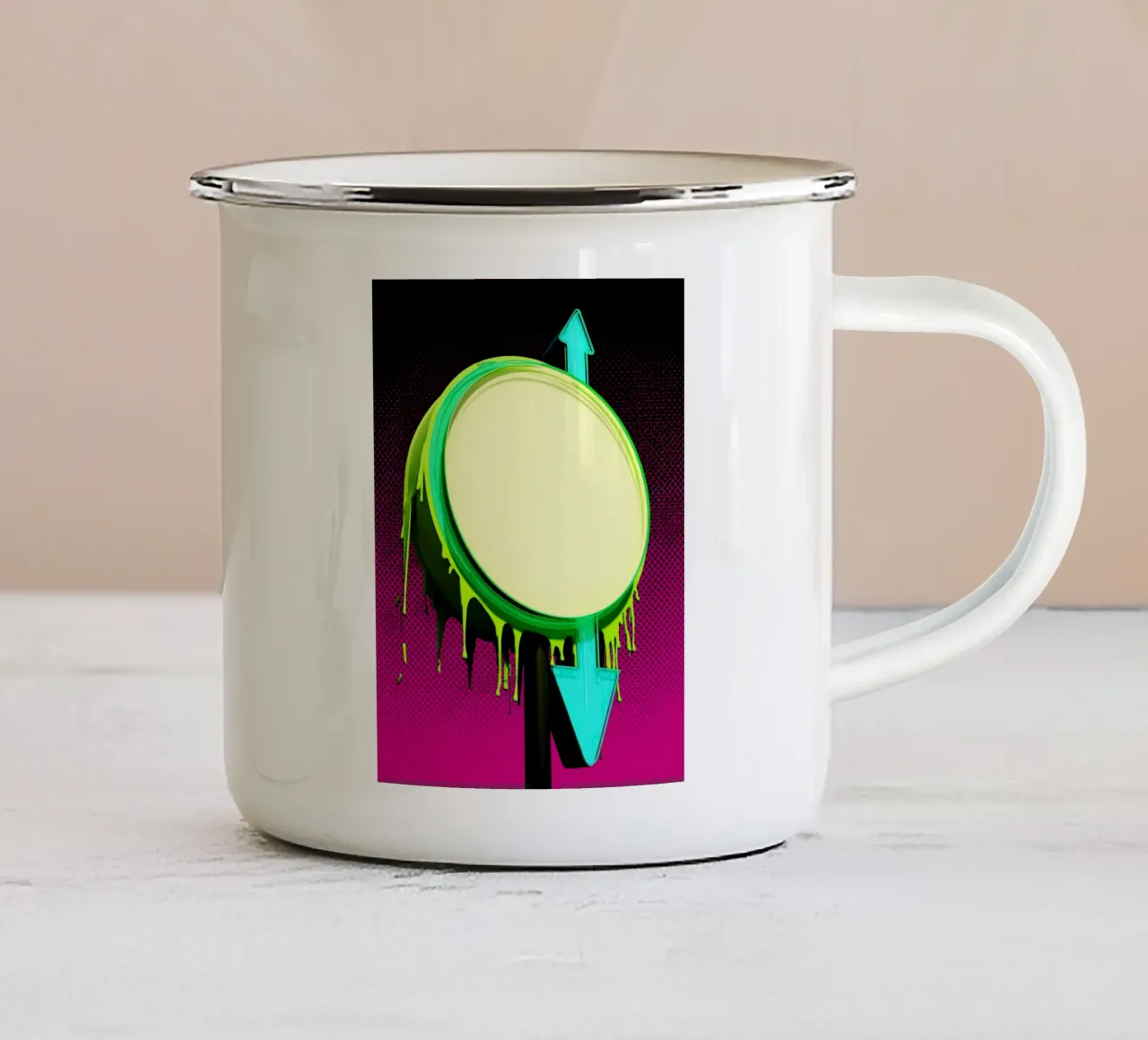 Segno su e giù - Pop Art tazza in smalto da ColorCrash Gallery