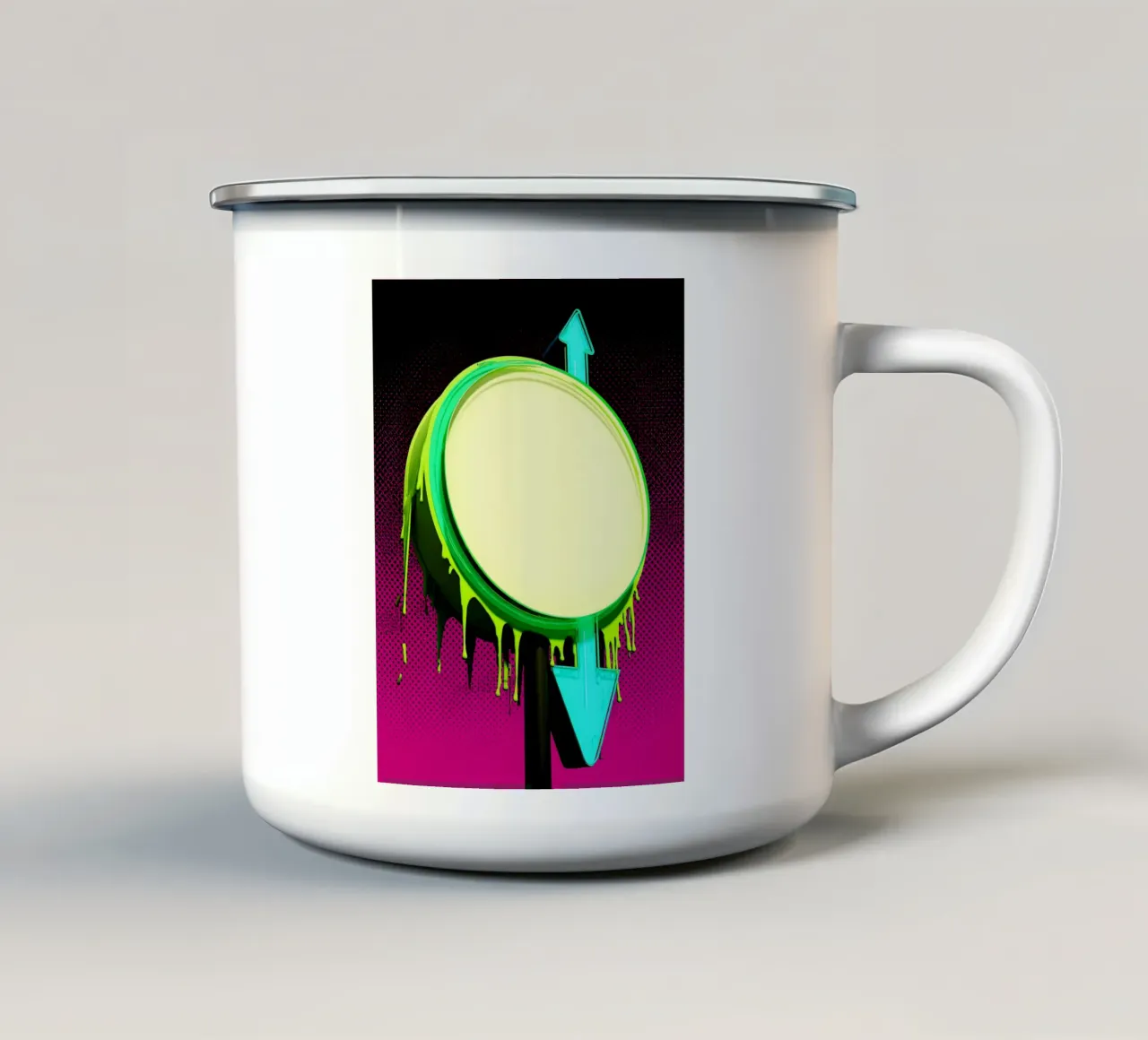 Segno su e giù - Pop Art tazza in smalto da ColorCrash Gallery