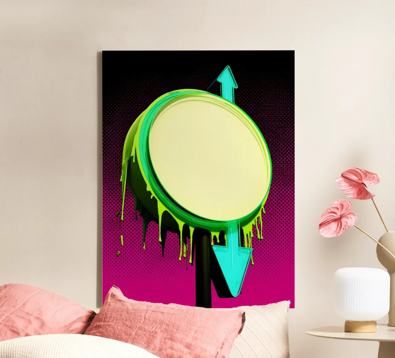 Up And Down Schild - Pop Art Leinwand mit Schattenfugenrahmen von ColorCrash Gallery