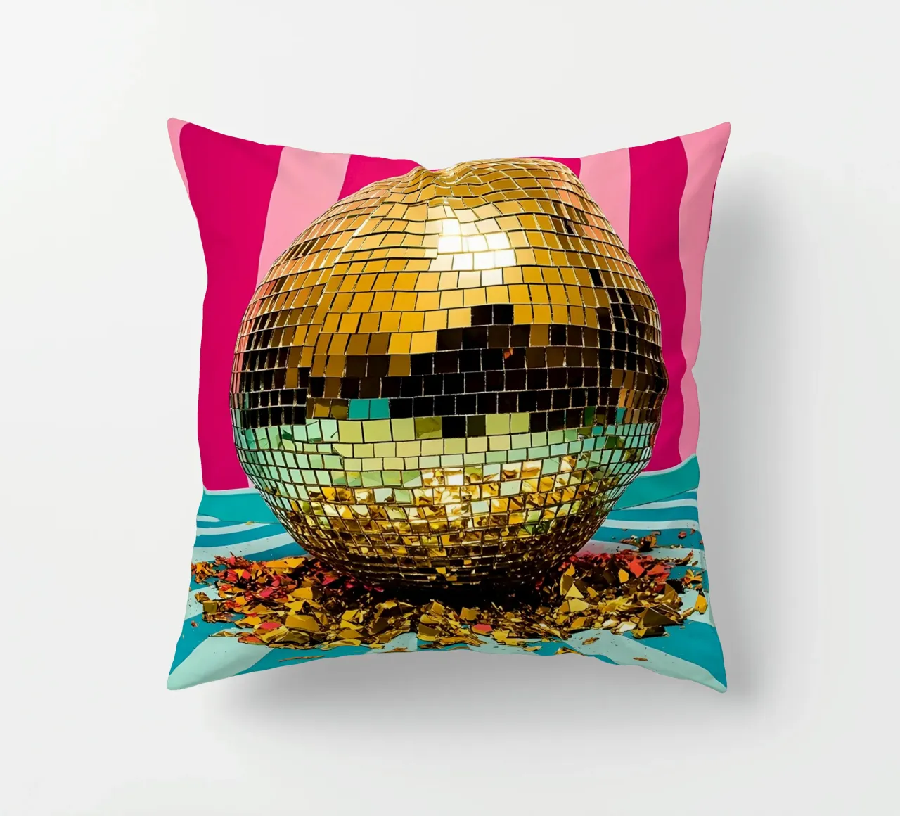 Pallone da discoteca d'oro - Pop Art cuscino da ColorCrash Gallery