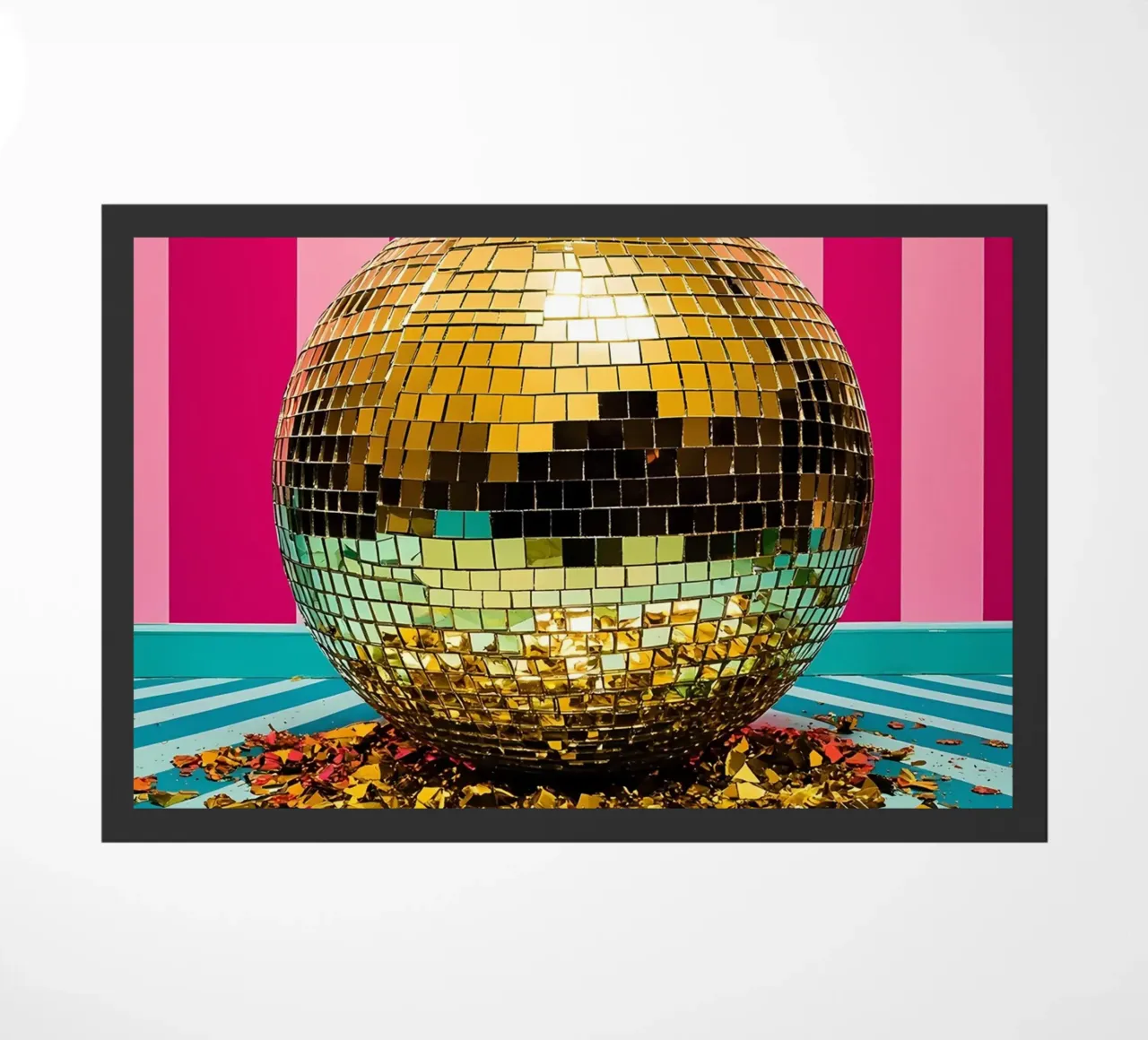 Golden Disco Ball - Pop Art doormat by ColorCrash Gallery