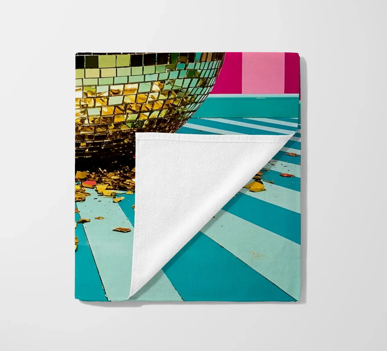 Goldene Discokugel - Pop Art Strandtuch von ColorCrash Gallery