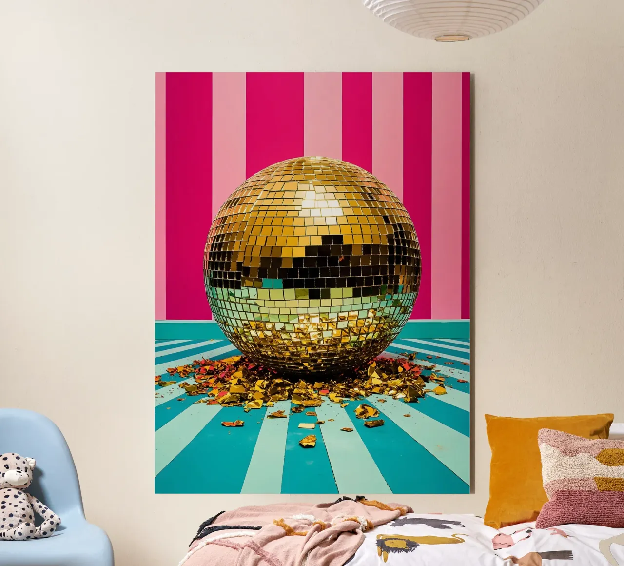 Bola de discoteca dorada - Pop Art placa de forex de ColorCrash Gallery