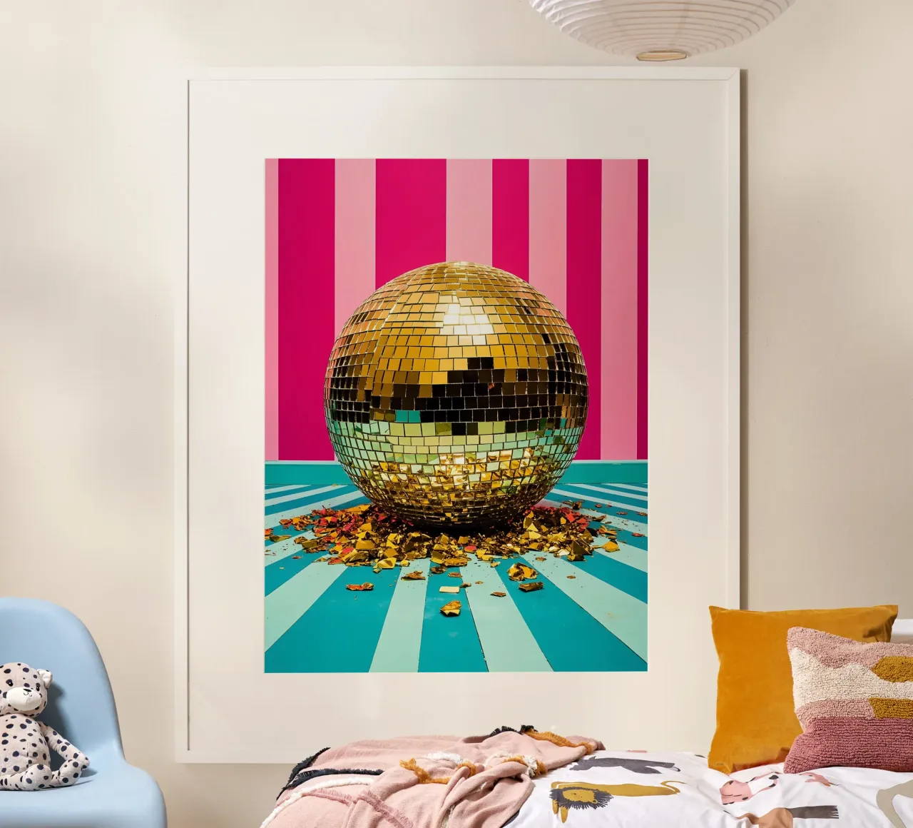Pallone da discoteca d'oro - Pop Art carta hahnemühle da ColorCrash Gallery