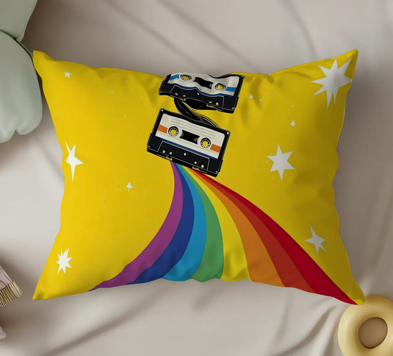 Cassetta arcobaleno - Pop Art cuscino da ColorCrash Gallery